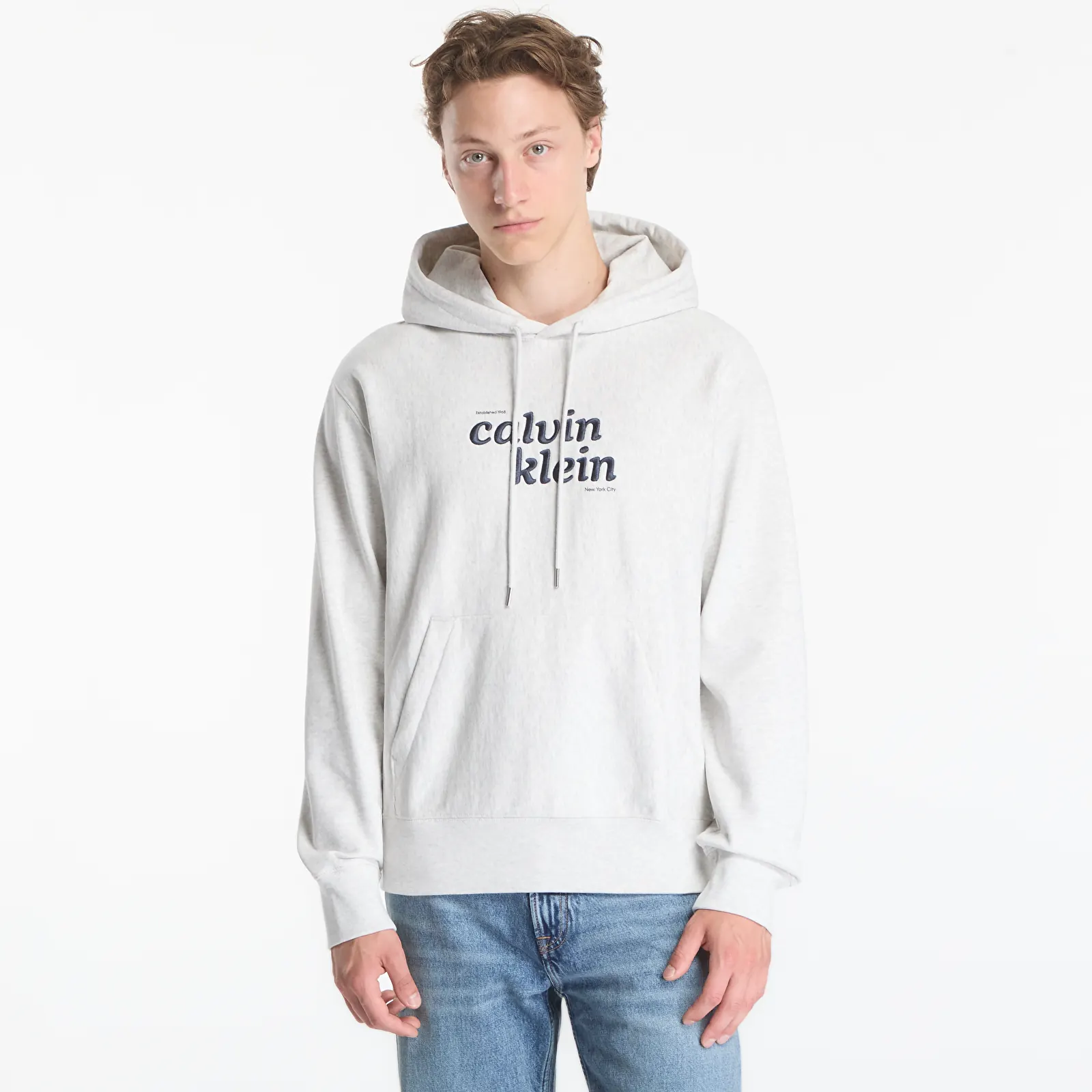 Mikiny Calvin Klein Jeans Ls Premium Terry Graphic Hoodie Snowy Heather