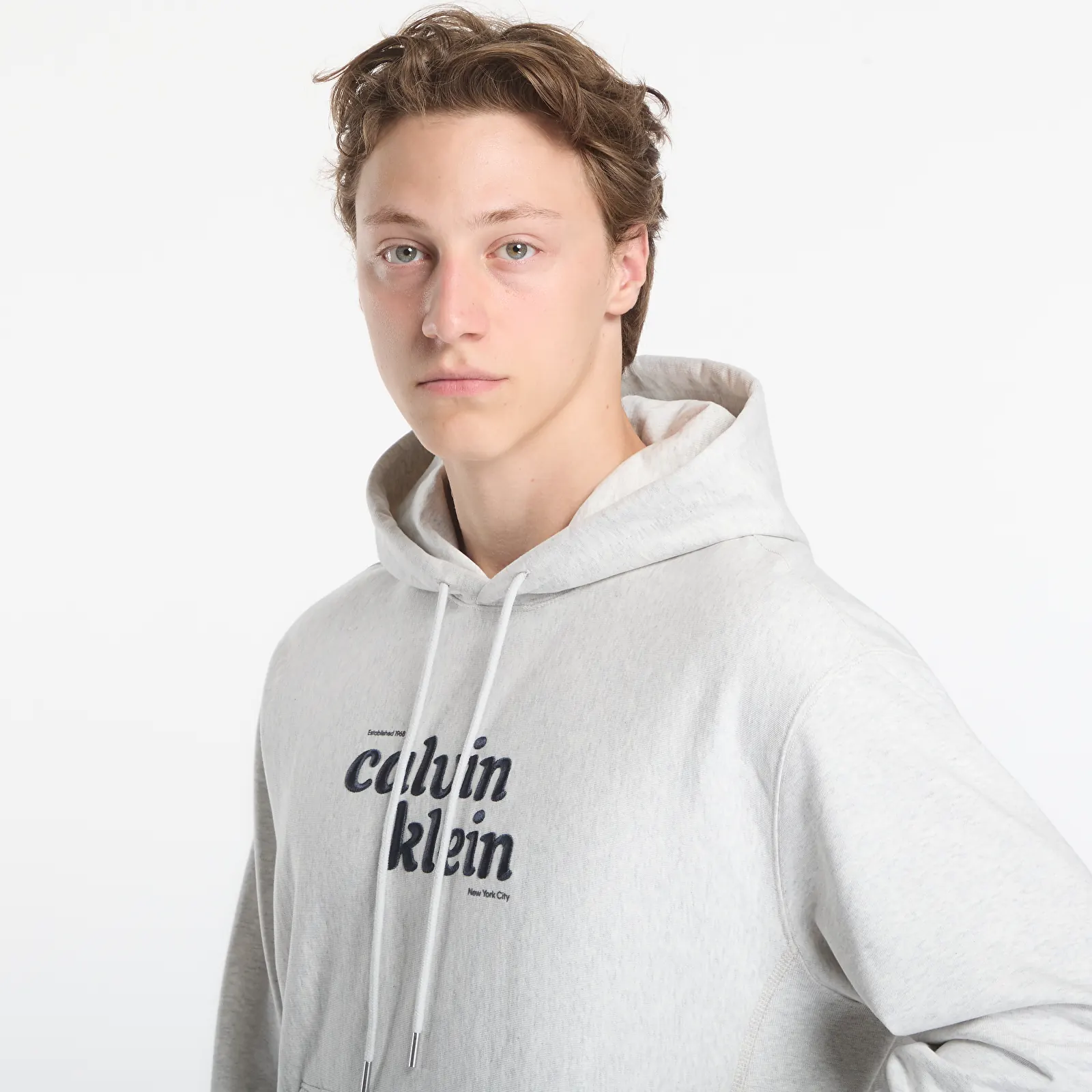 Mikiny Calvin Klein Jeans Ls Premium Terry Graphic Hoodie Snowy Heather