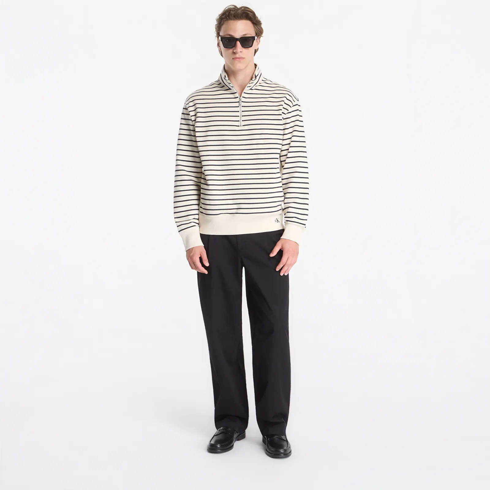 Толстовки та реглани Calvin Klein Jeans Ls Ez Strip Premium Terry Quarter Zip Tofu