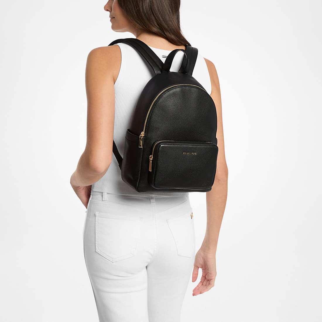 Batohy Michael Kors Tanner Medium Pebbled Leather Backpack Black