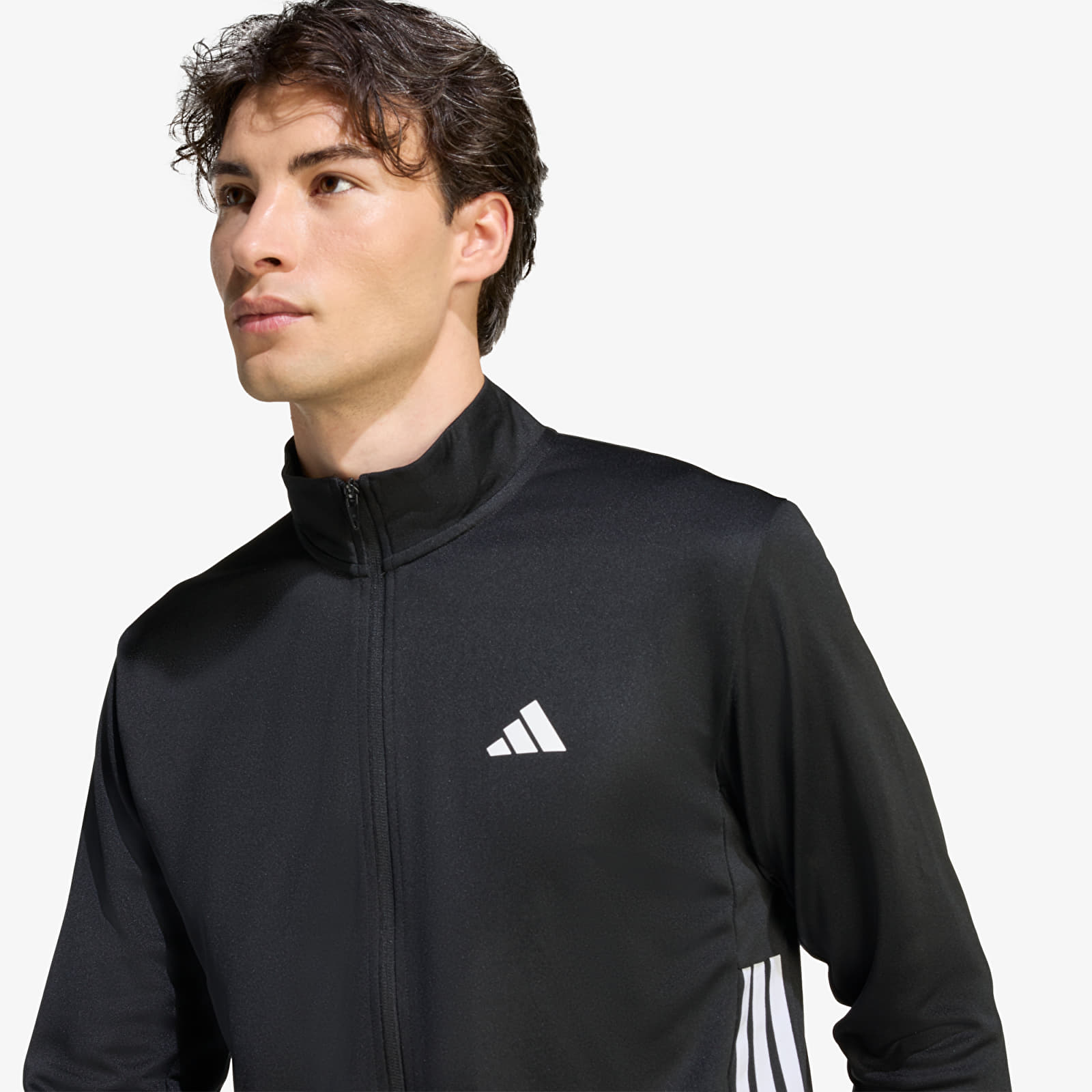 Чоловічі худі adidas Workout Essentials All-set 3-stripes Knit Track Top Black/ White