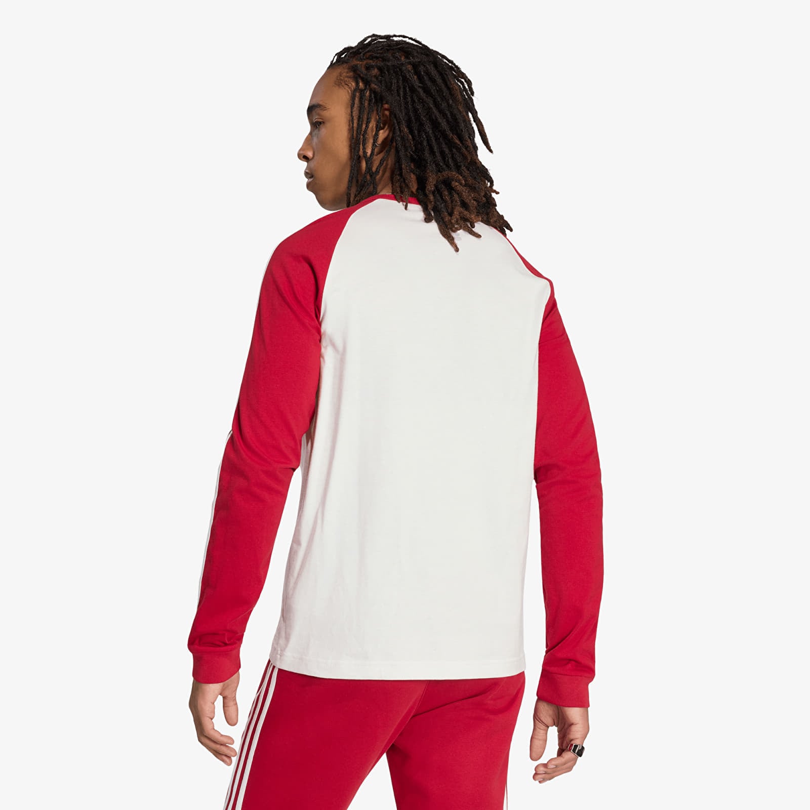 T-Shirts Männer adidas 3-STRIPES Long-Sleeve Top Cloud White/ Team Victory Red