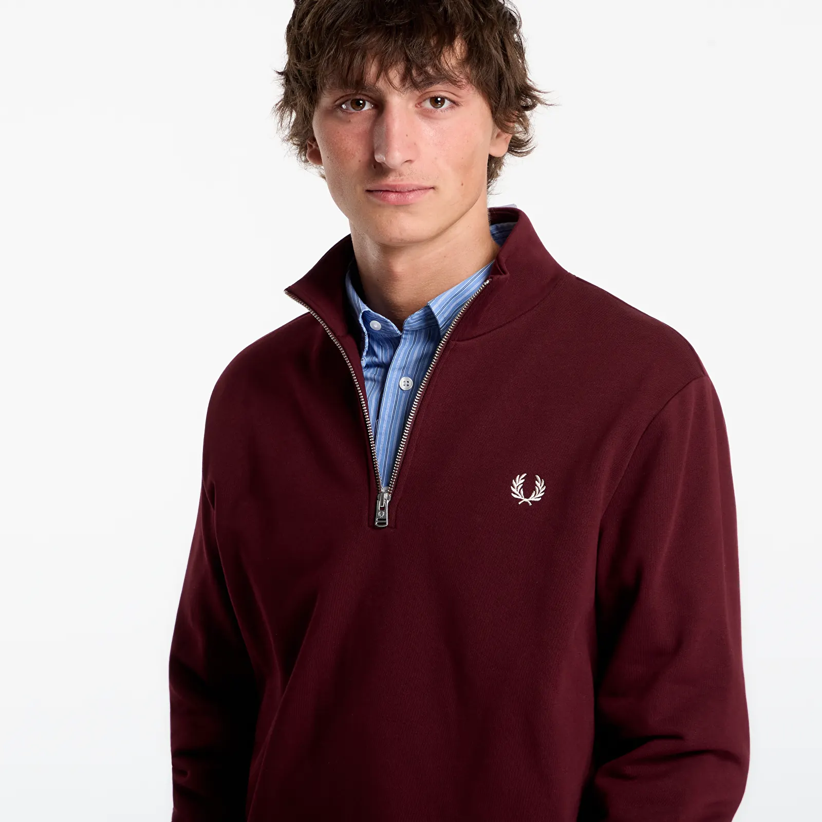 Hoodies voor heren FRED PERRY Half Zip Sweatshirt Oxblood