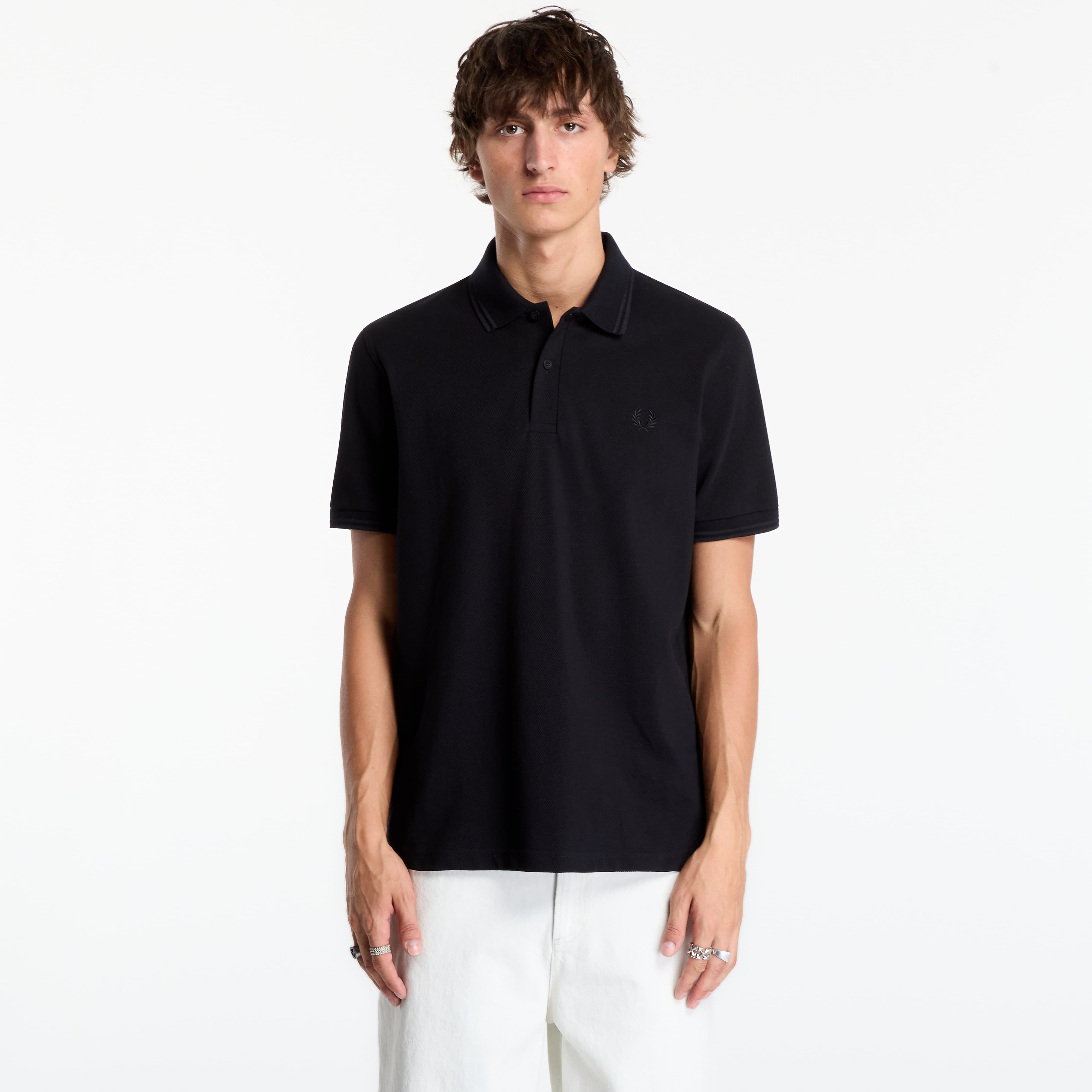 Тениска FRED PERRY Twin Tipped Fred Perry Shirt Black 44