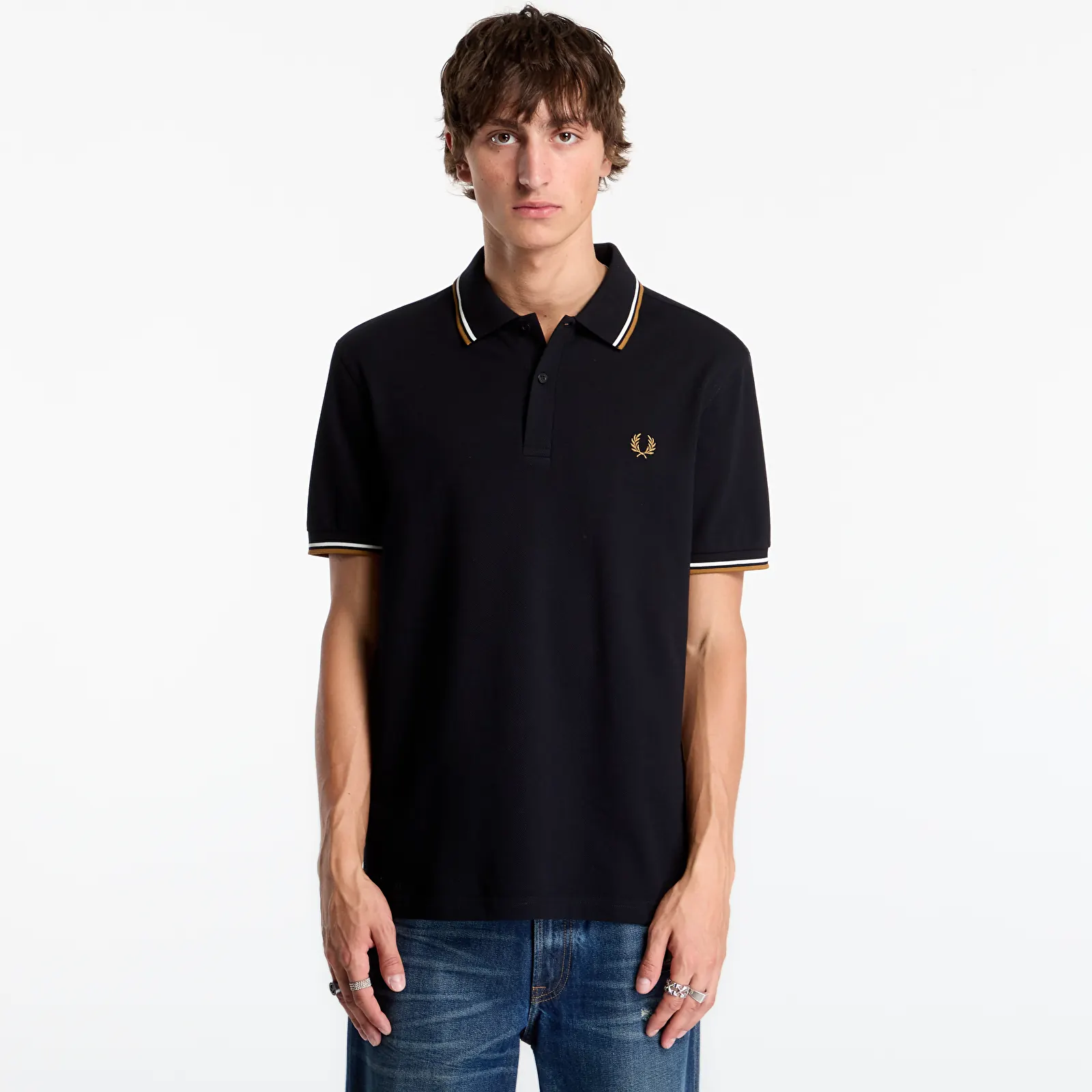 Magliette da uomo FRED PERRY Twin Tipped Fred Perry Shirt Black