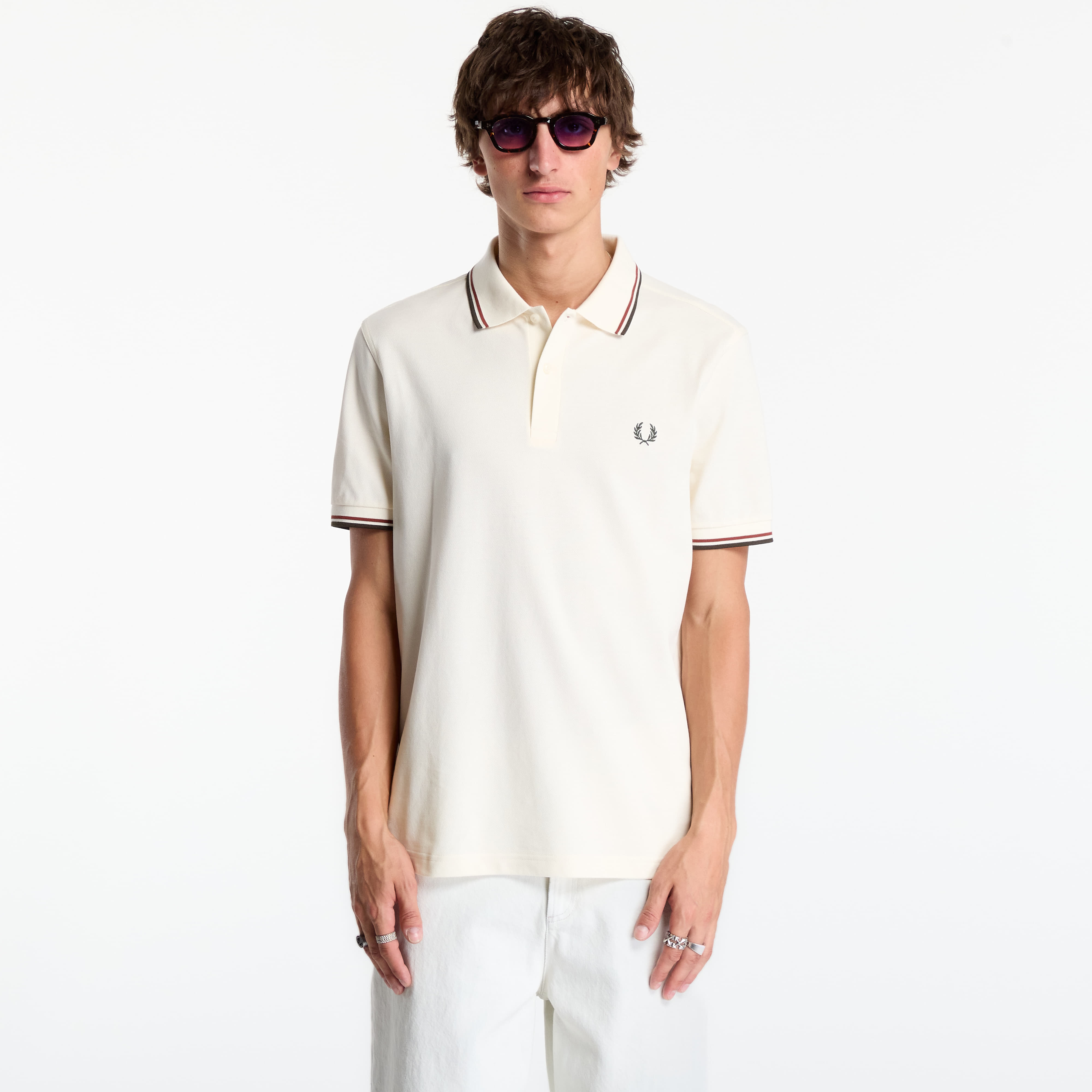 Тениска FRED PERRY Twin Tipped Fred Perry Shirt Beige XXL