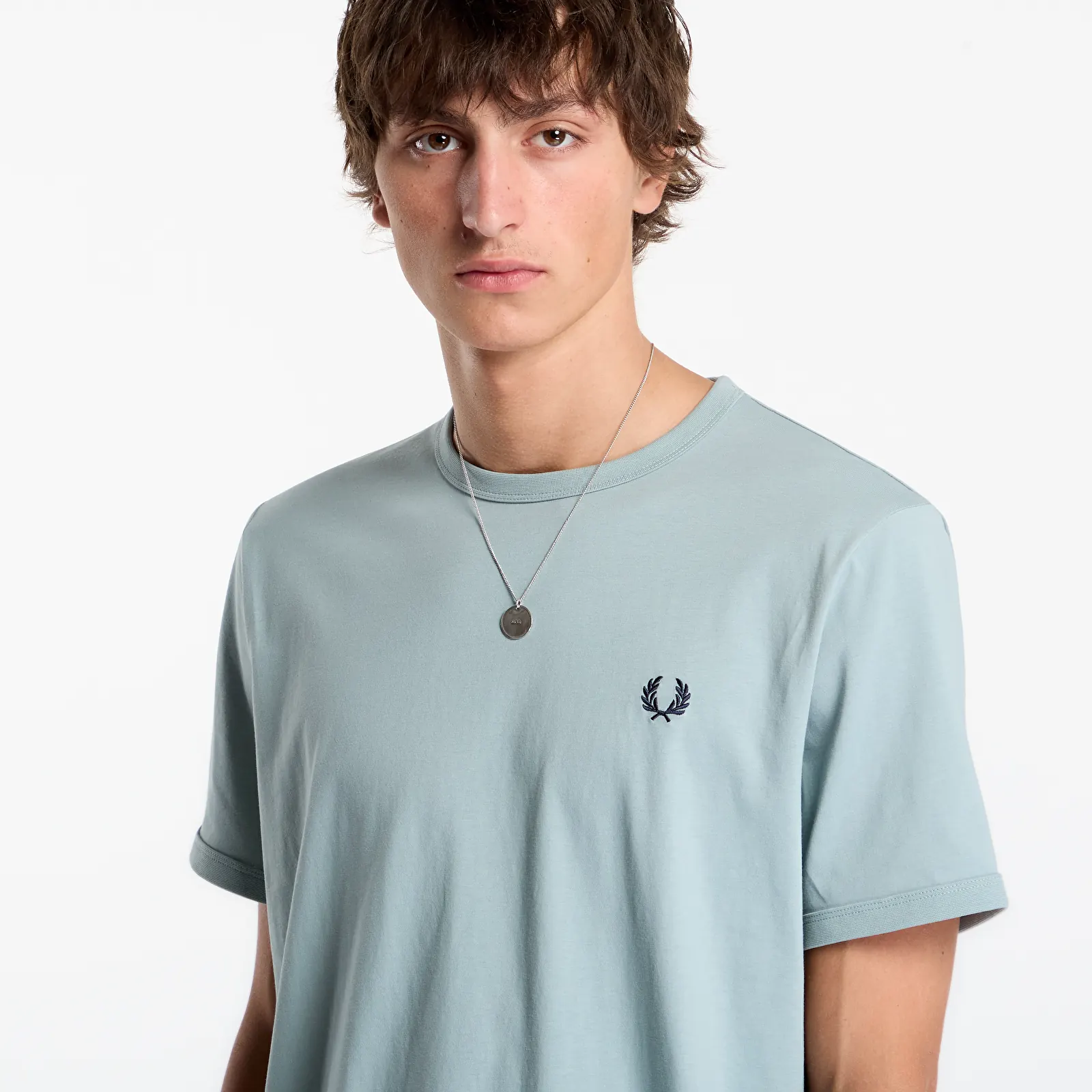 Мъжки тениски FRED PERRY Ringer T-shirt Silver Blue