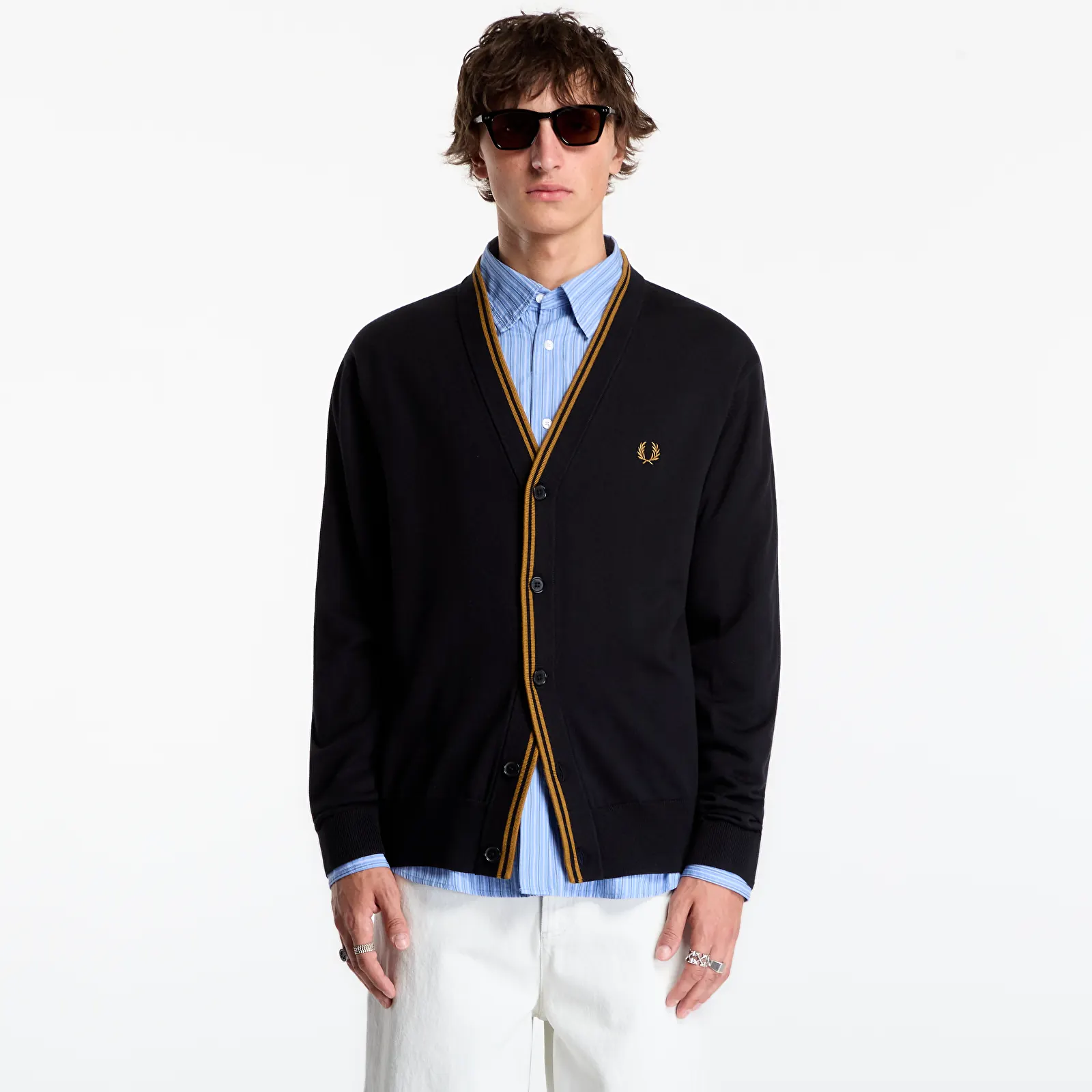 Férfi kardigánok FRED PERRY Classic Cardigan Black