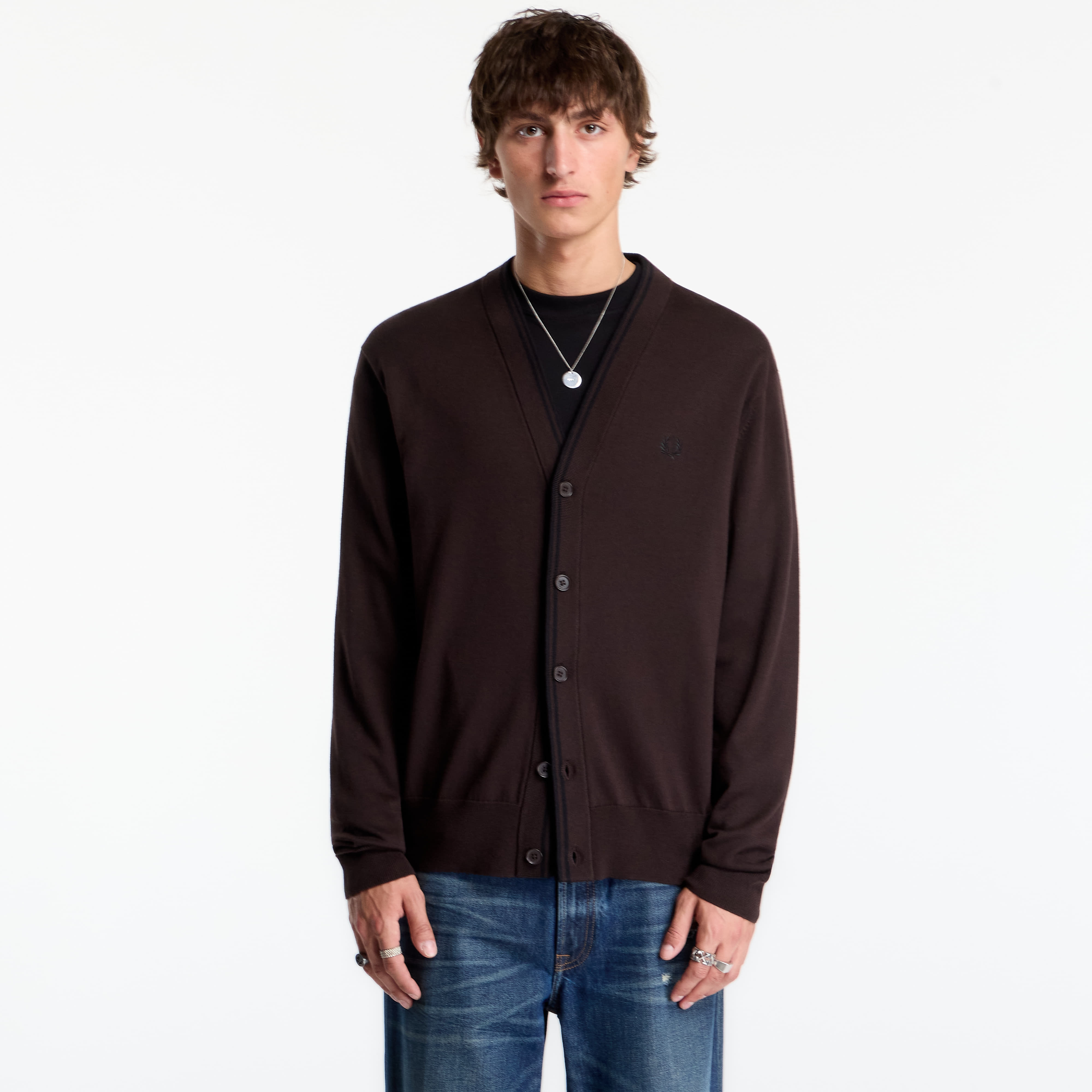 Пуловер FRED PERRY Classic Cardigan Rich Brown XL
