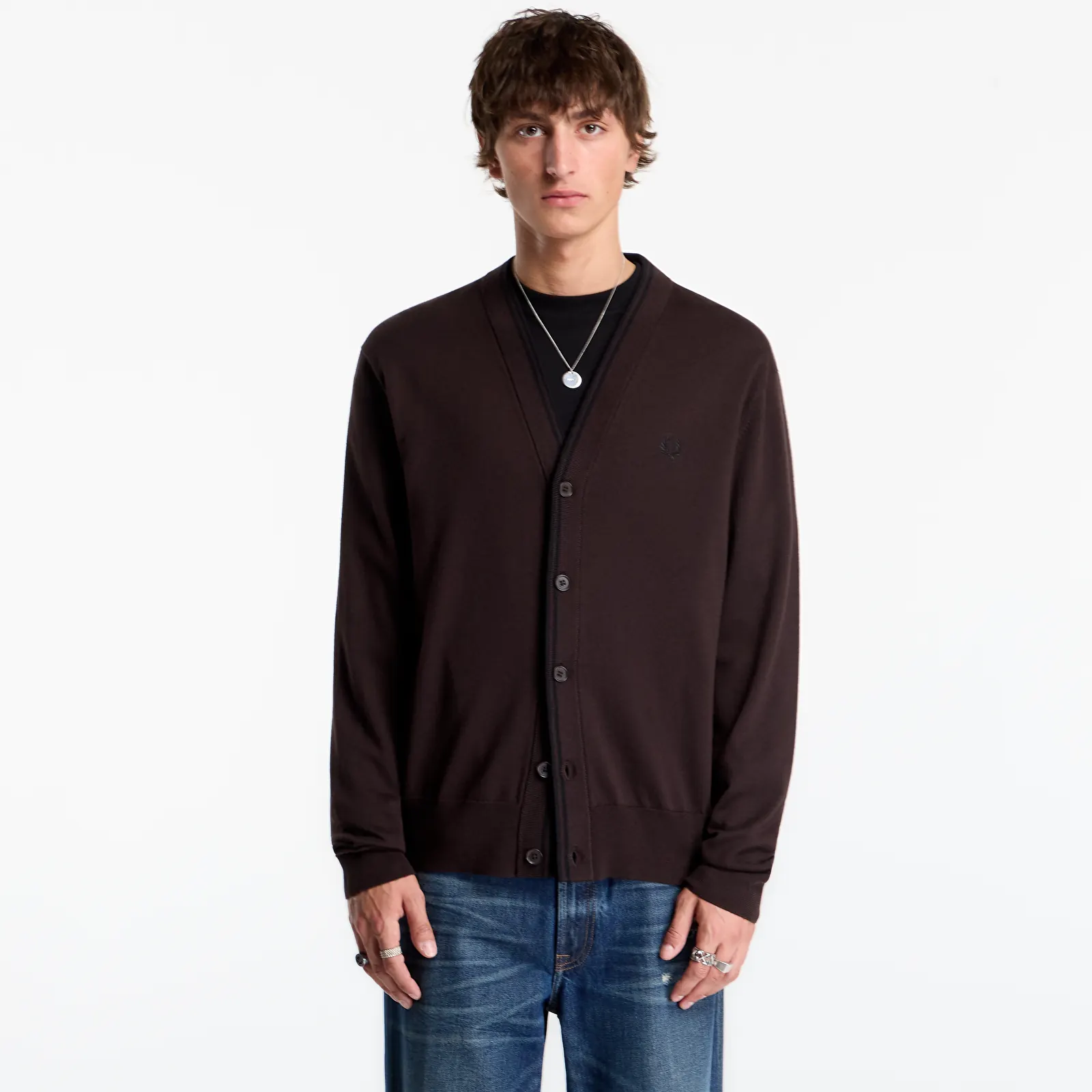 Cardigane pentru bărbați FRED PERRY Classic Cardigan Rich Brown
