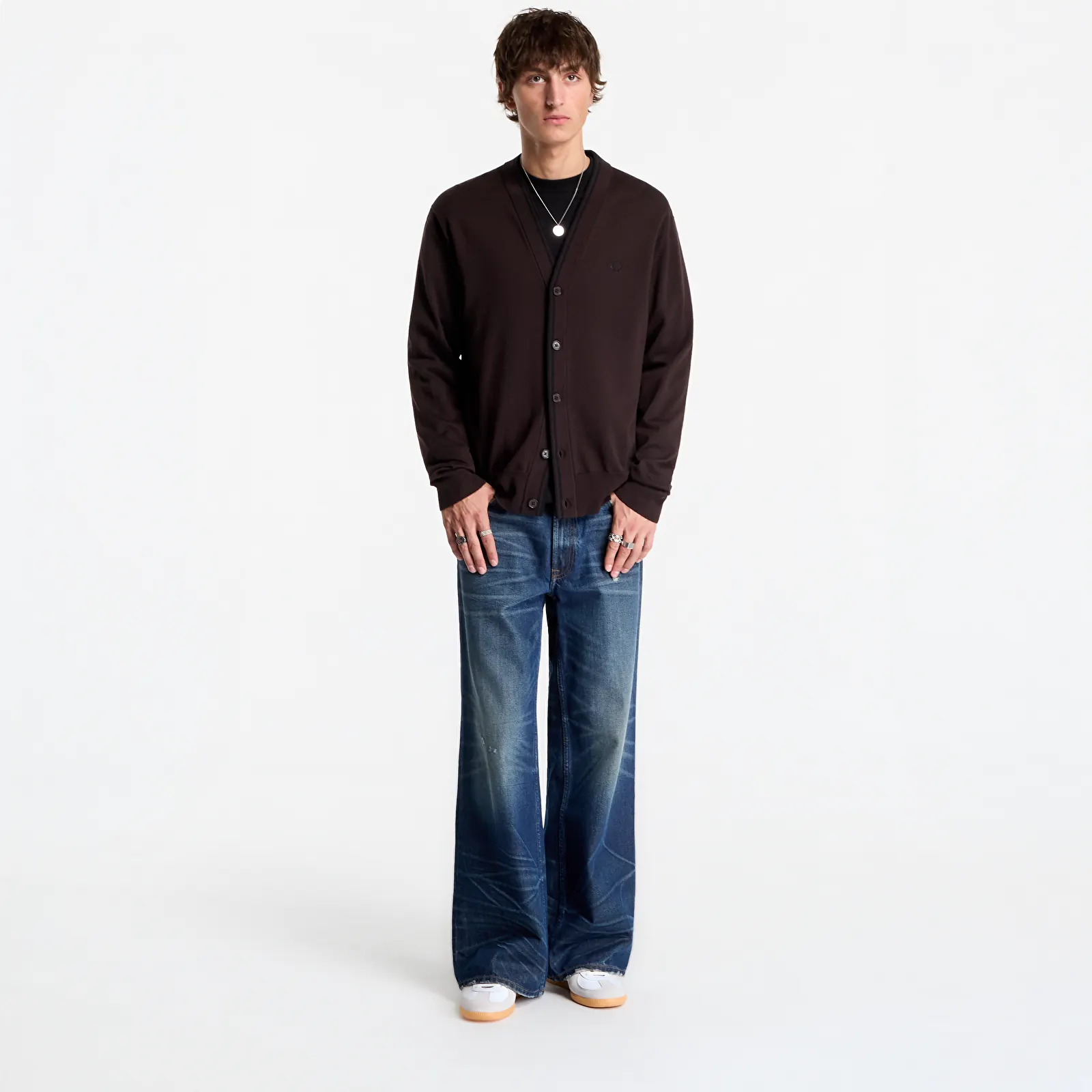 Cardigane pentru bărbați FRED PERRY Classic Cardigan Rich Brown