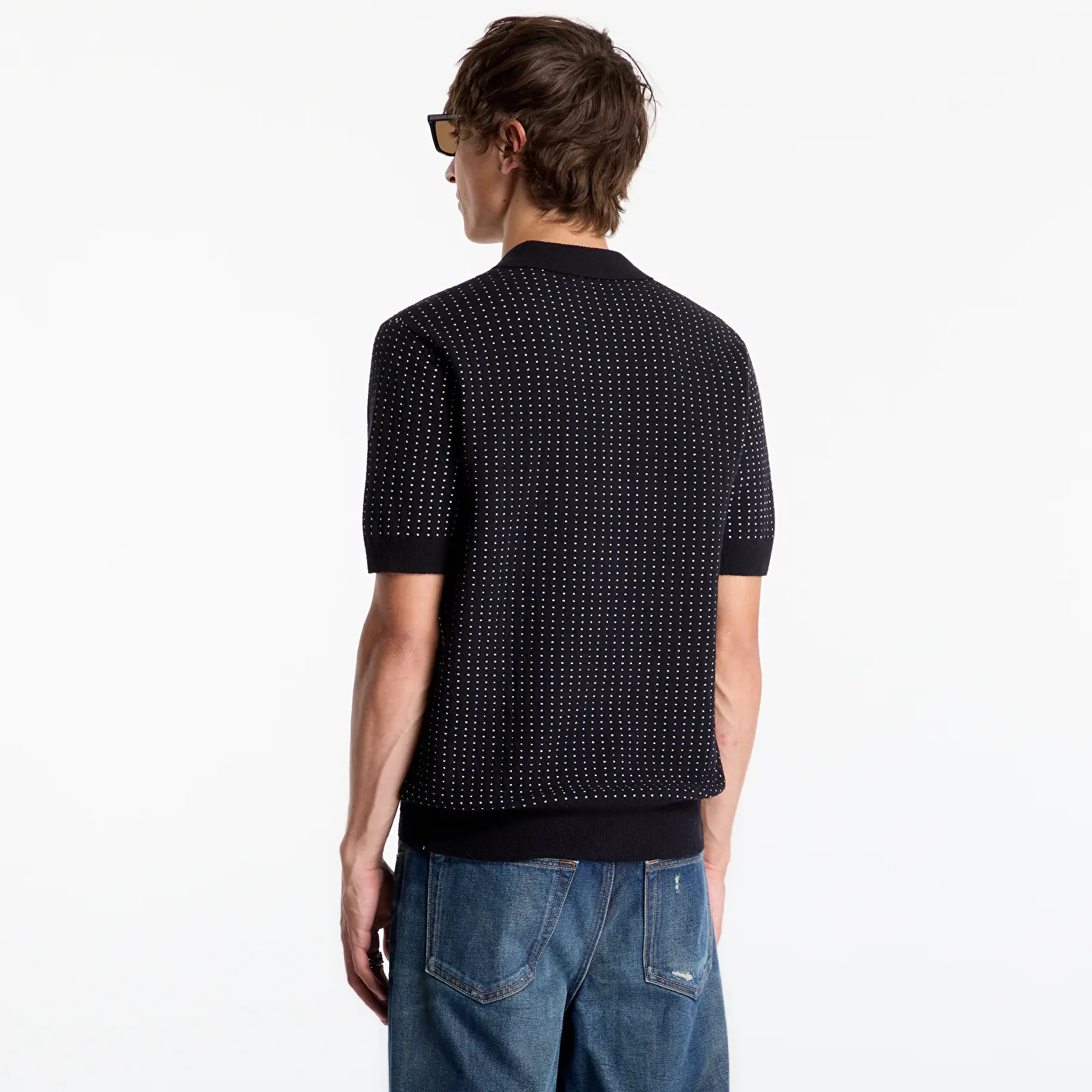 T-shirty męskie FRED PERRY Boucle Dot Knitted Shirt Black