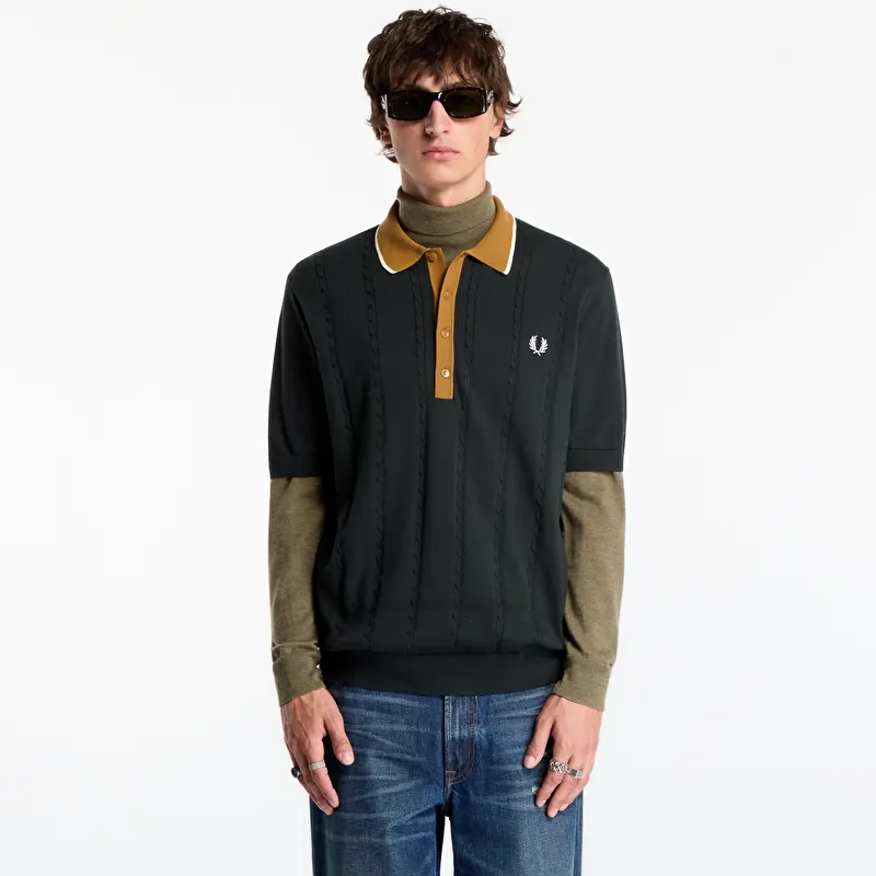 T-shirt FRED PERRY Cable Knit Shirt Night Green