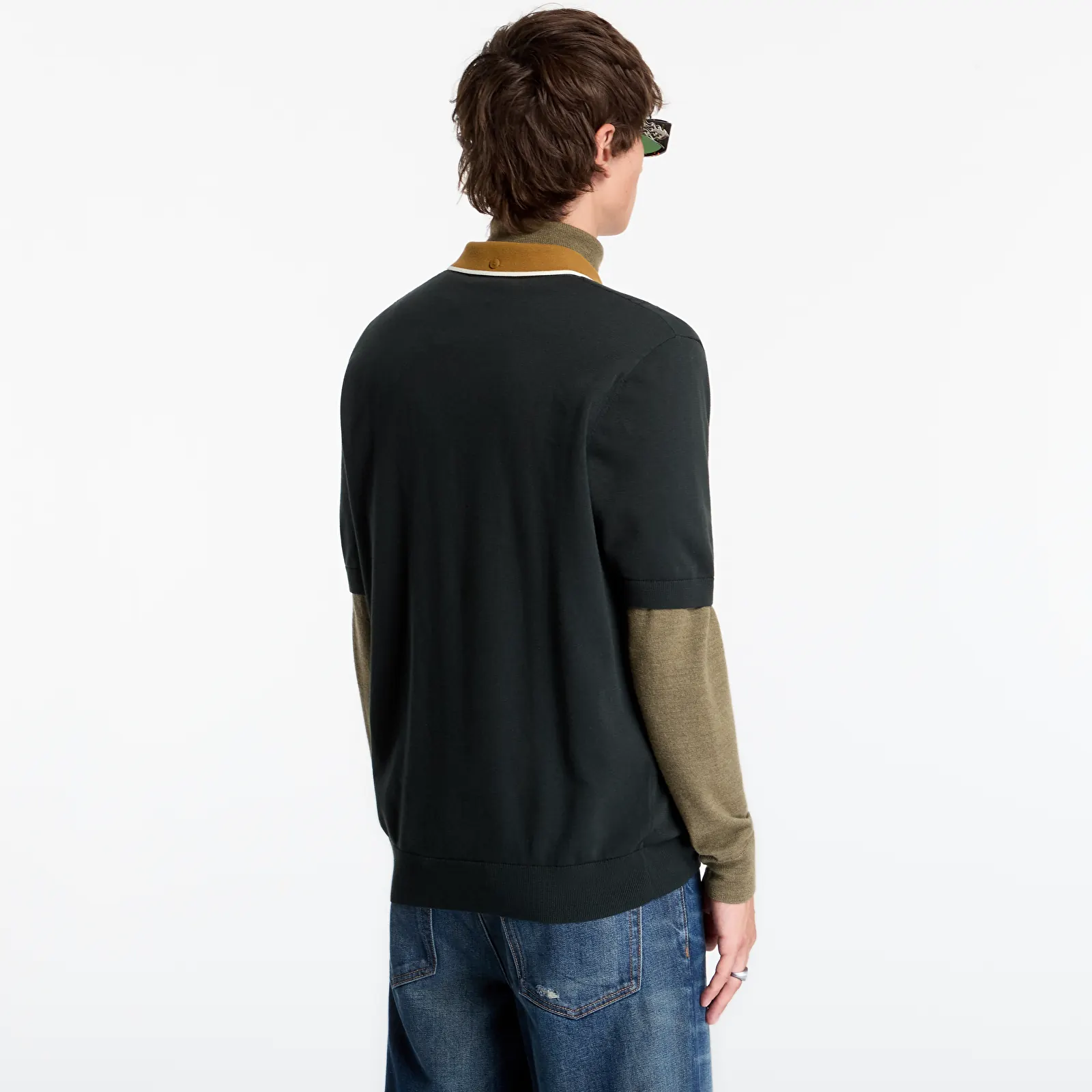 T-shirts til mænd FRED PERRY Cable Knit Shirt Night Green