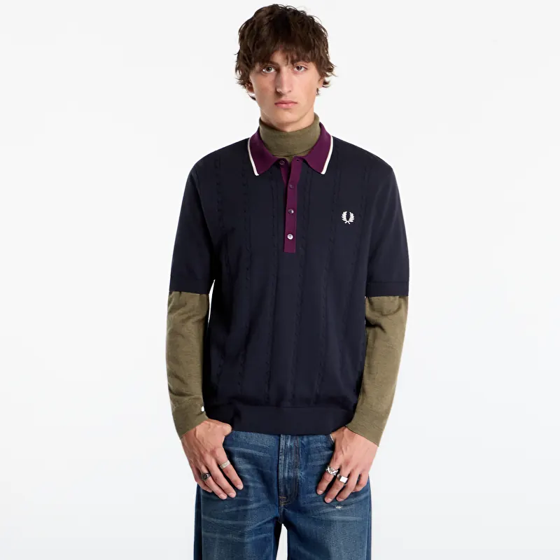 T-shirt FRED PERRY Cable Knit Shirt Navy