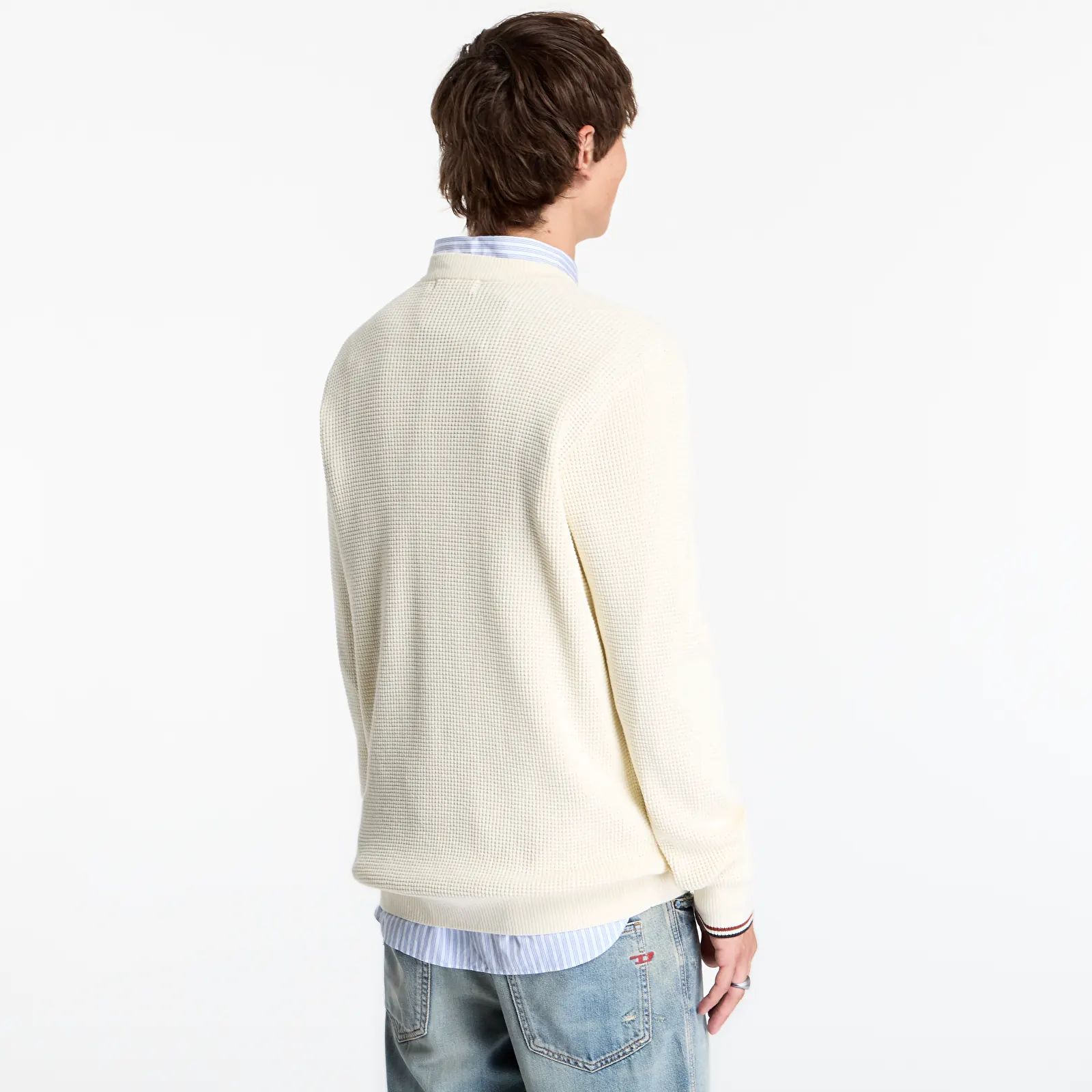 Muške dukserice FRED PERRY Waffle Stitch Jumper Ecru