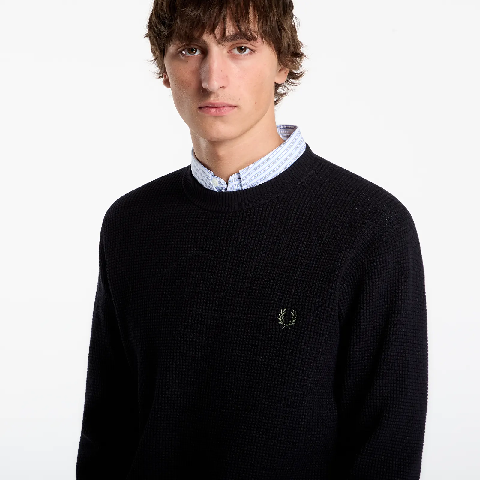 Jerseys para hombre FRED PERRY Waffle Stitch Jumper Black