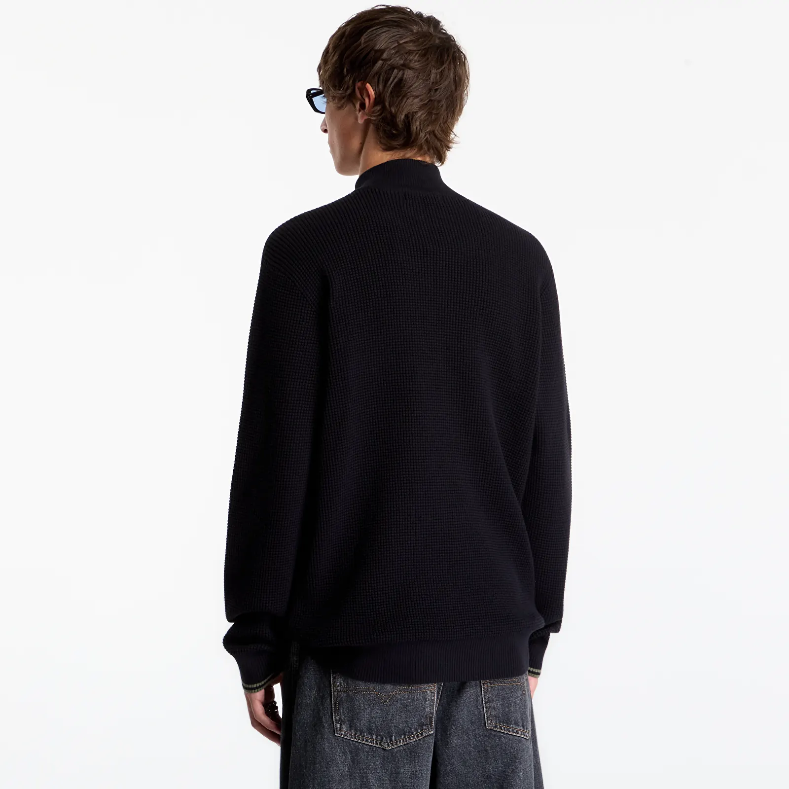 Men's sweaters FRED PERRY Waffle Stitch Half Zip Jumper Black