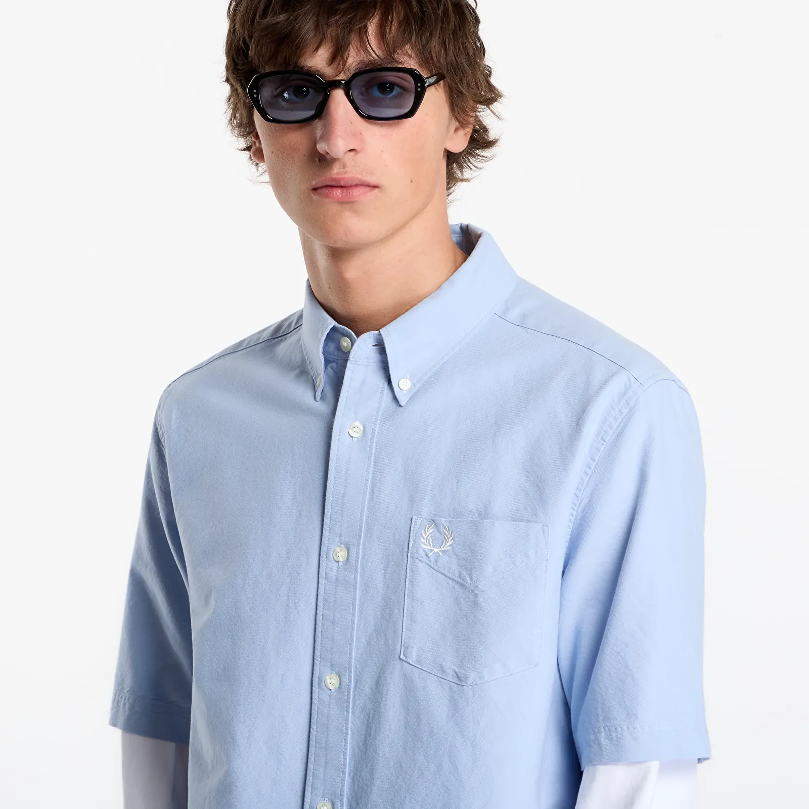 Overhemden voor heren FRED PERRY Oxford Shirt Light Smoke