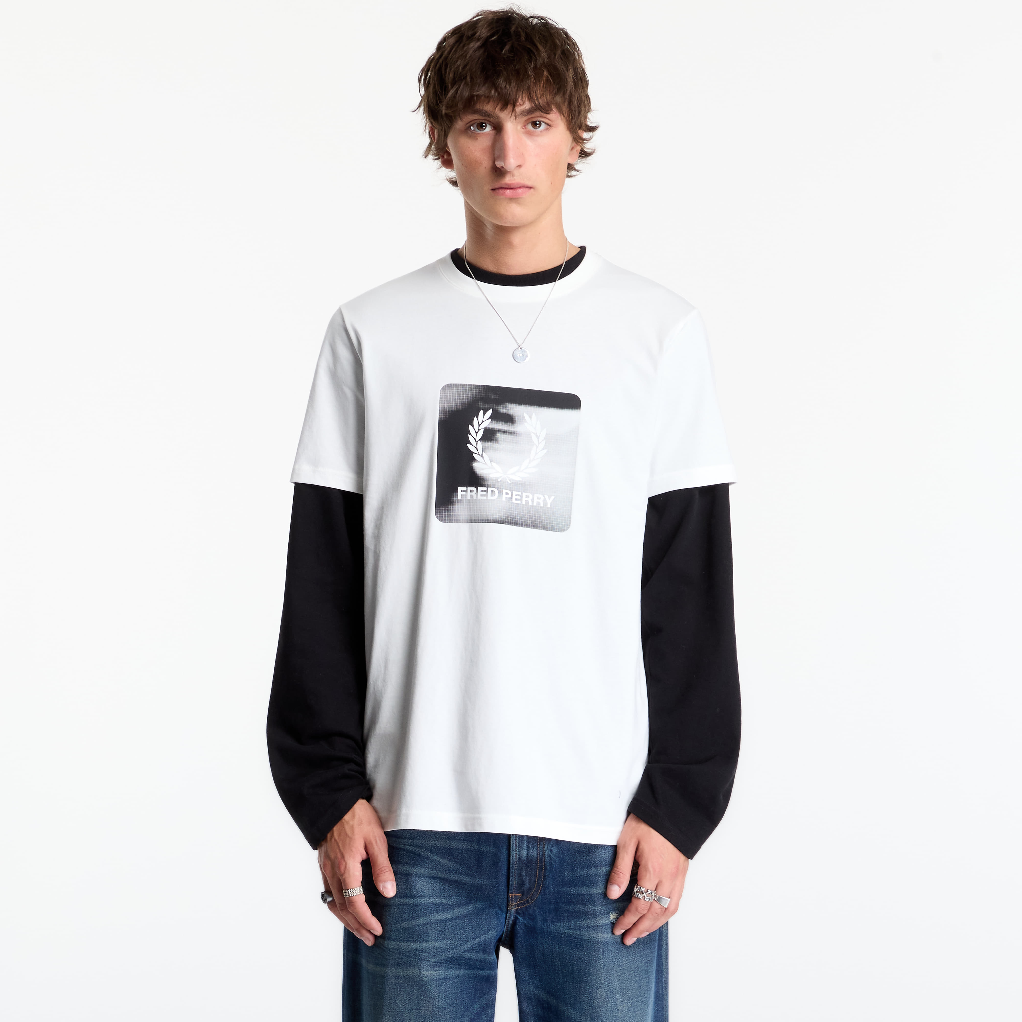 Тениска FRED PERRY Laurel Wreath Digital Tshirt Snow White M