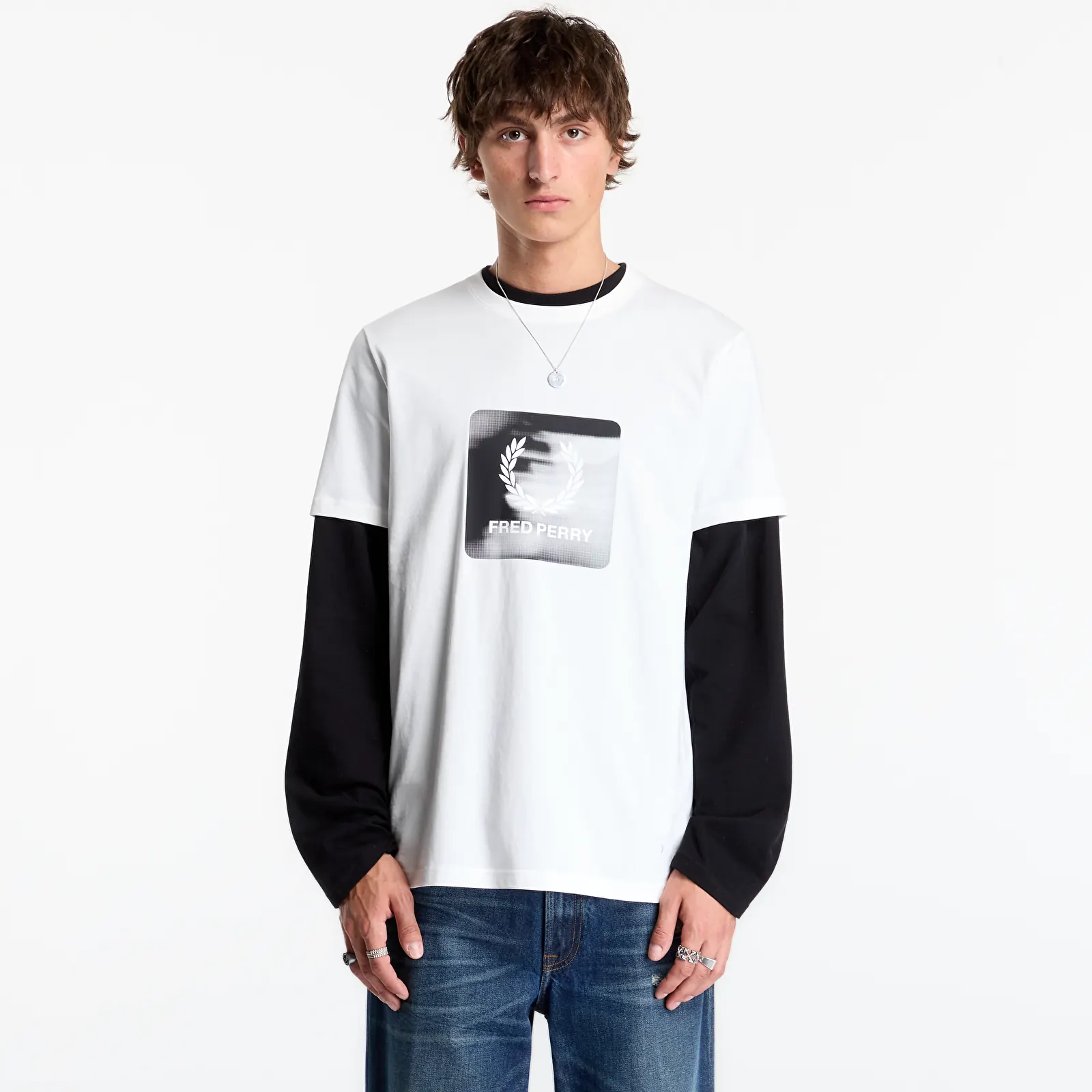 Vīriešu T-krekli FRED PERRY Laurel Wreath Digital Tshirt Snow White