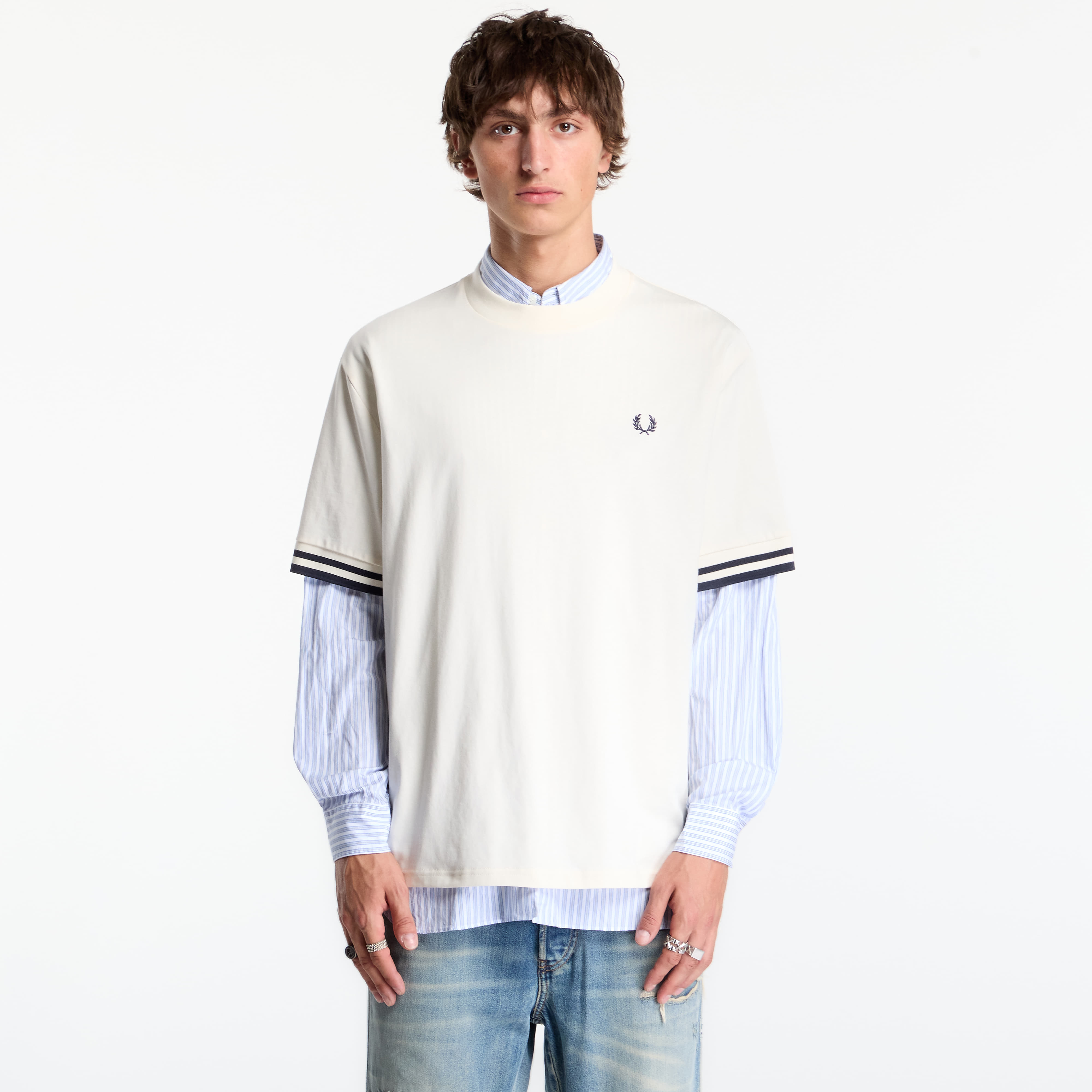 Тениска FRED PERRY Bold Tipped Tshirt Ecru M