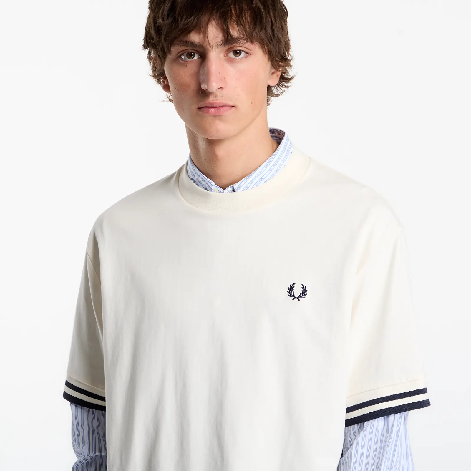 Tričká FRED PERRY Bold Tipped Tshirt Ecru