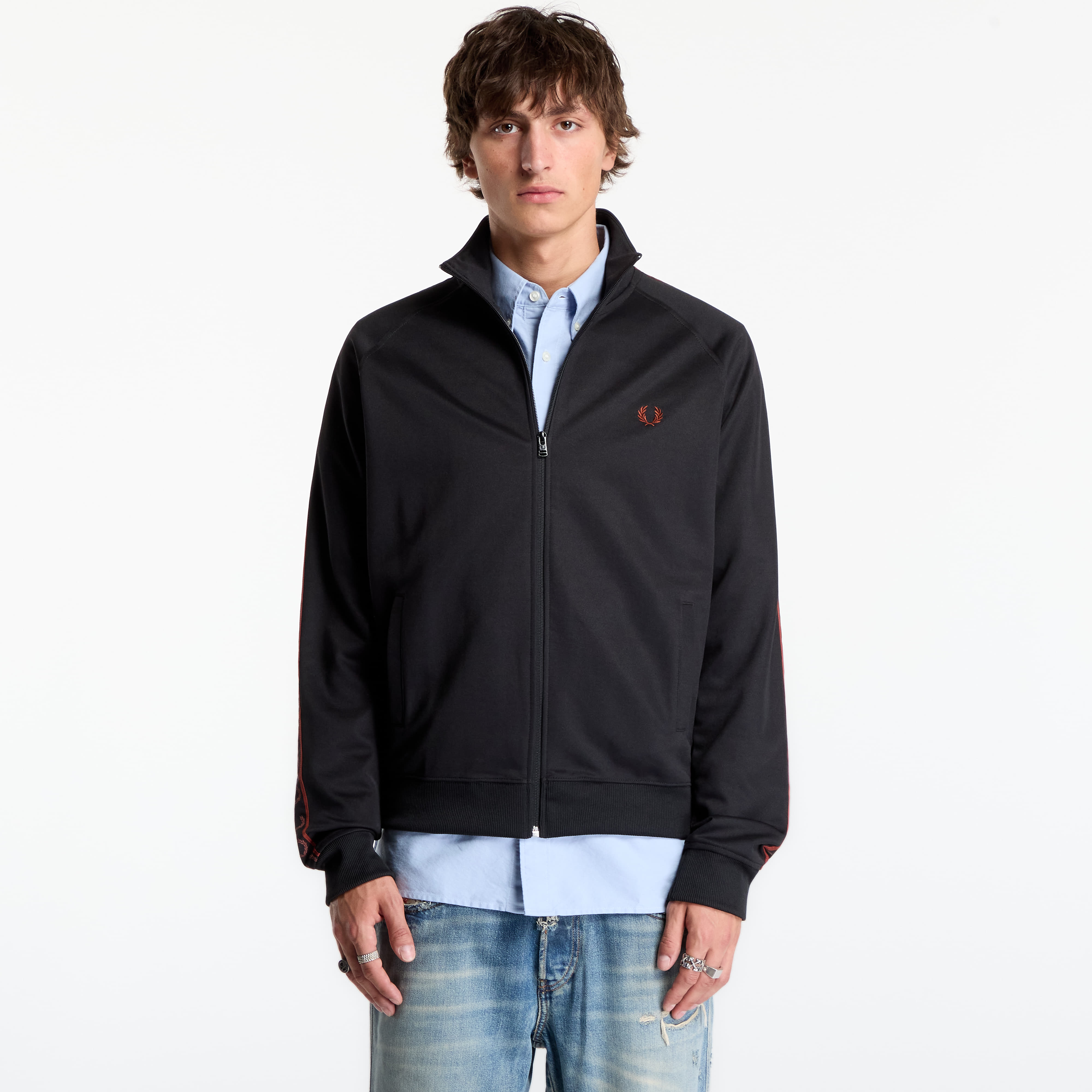 Суитшърт FRED PERRY Contrast Tape Track Jacket Black L