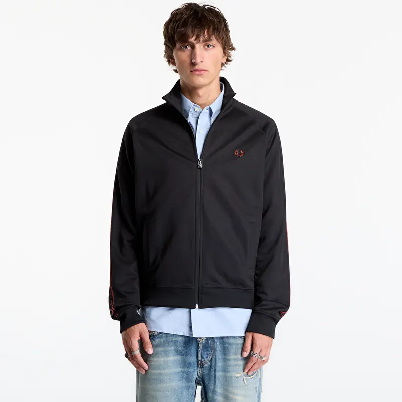 FRED PERRY Contrast Tape Track Jacket Black