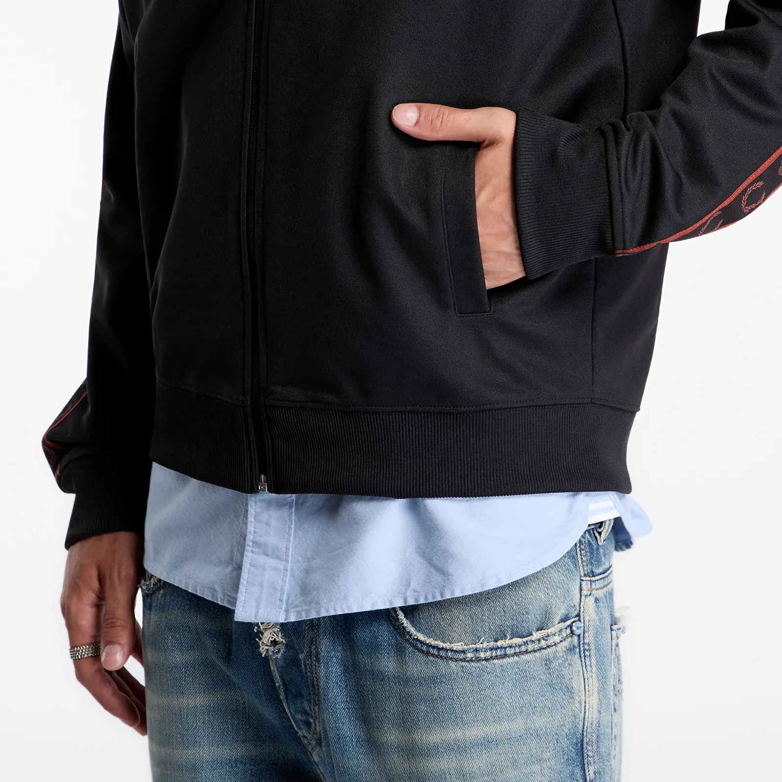 Hoodies and sweatshirts  FRED PERRY Contrast Tape Track Jacket Black
