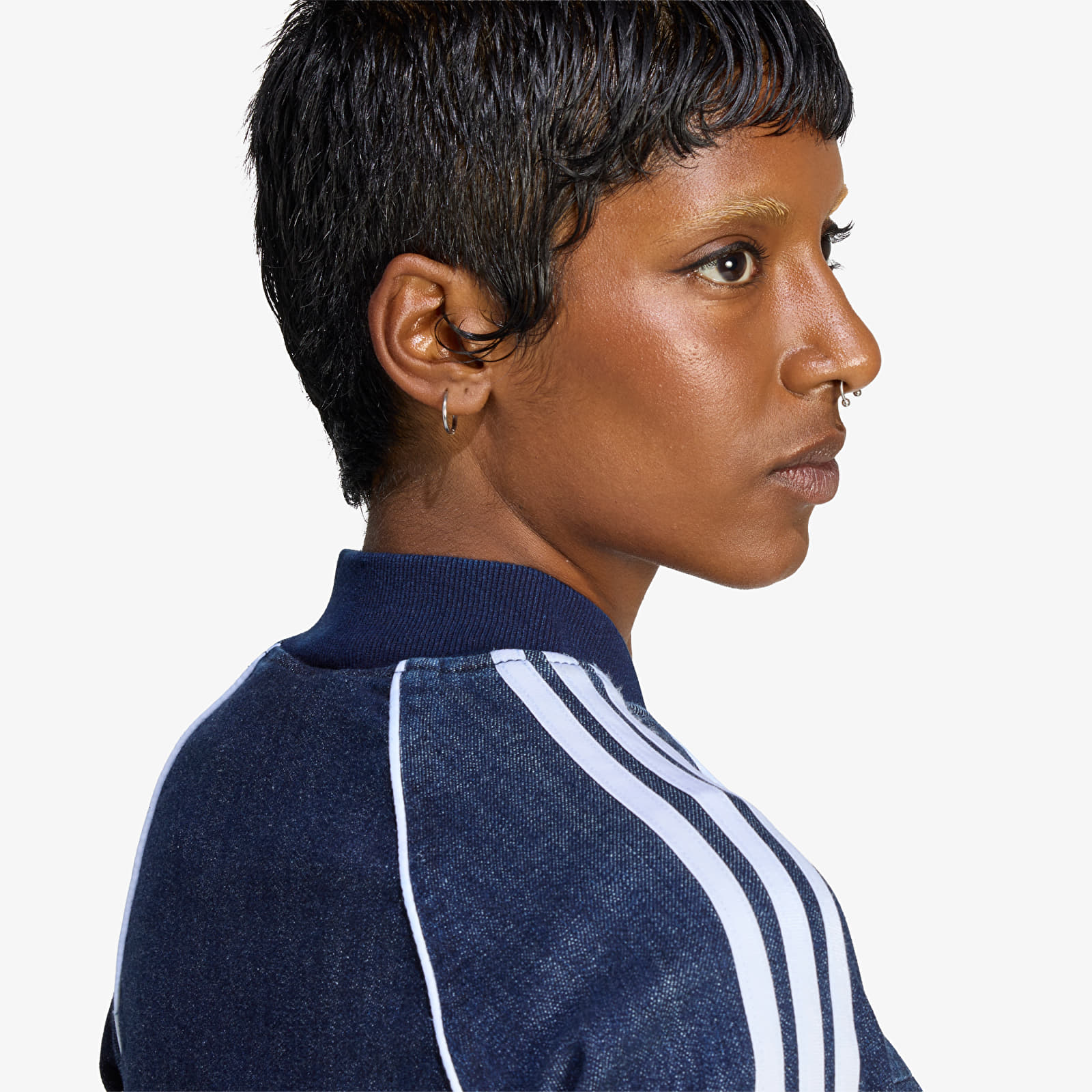 Dámské bundy adidas Superstar Denim Corset Track Top Indigo Denim