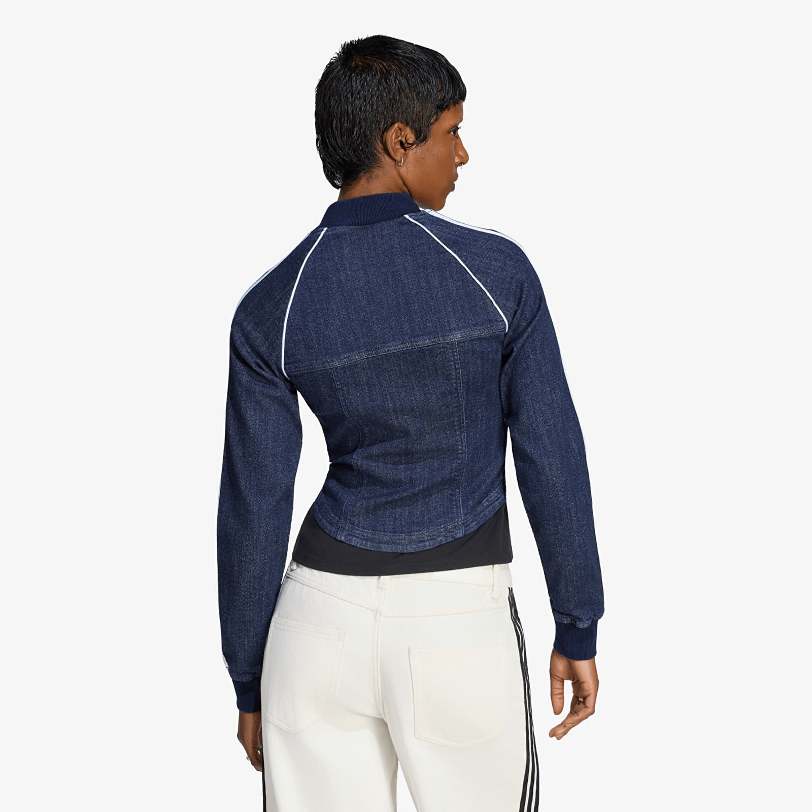 Dámské bundy adidas Superstar Denim Corset Track Top Indigo Denim