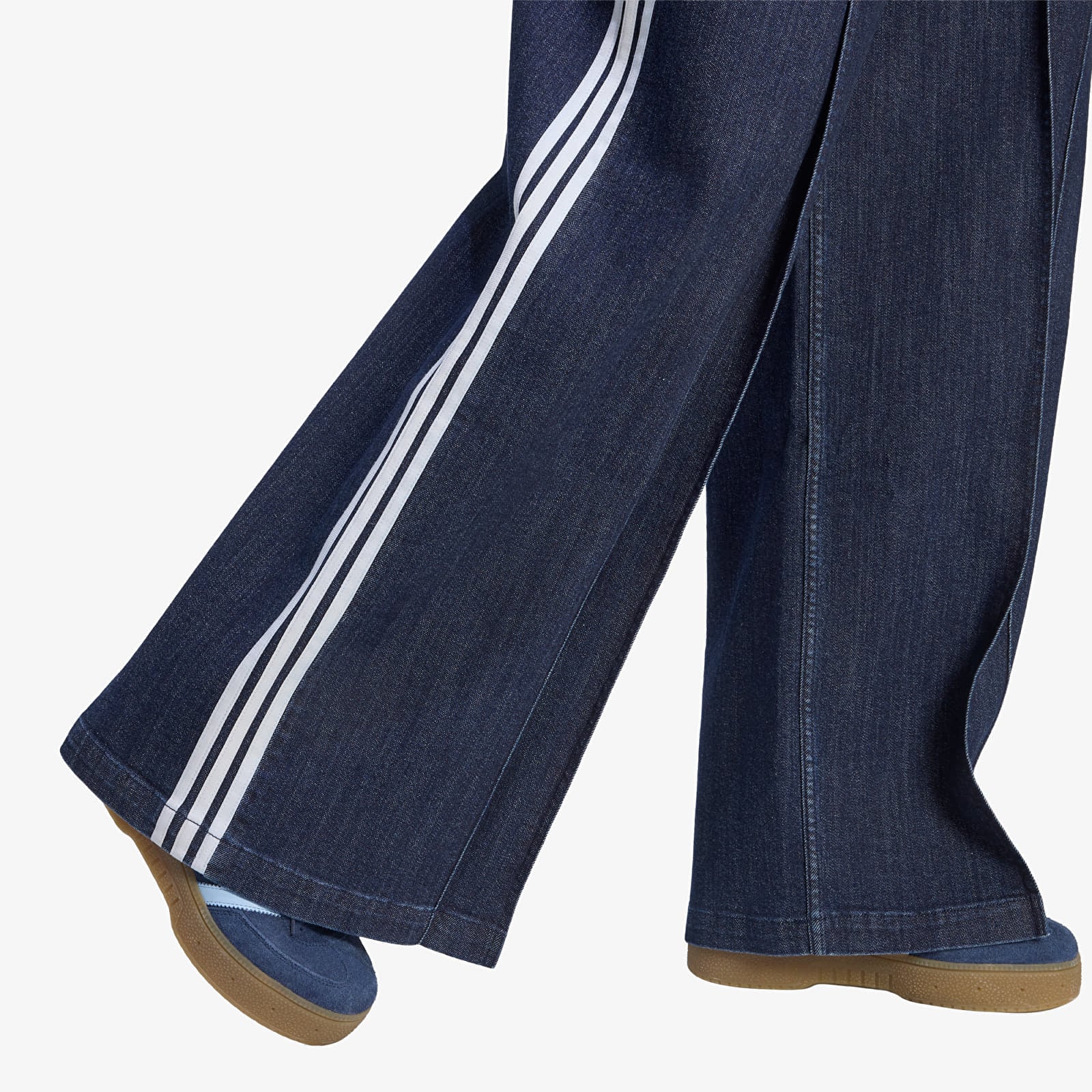 Dámske nohavice adidas Denim Pleats Wide Leg Indigo Denim