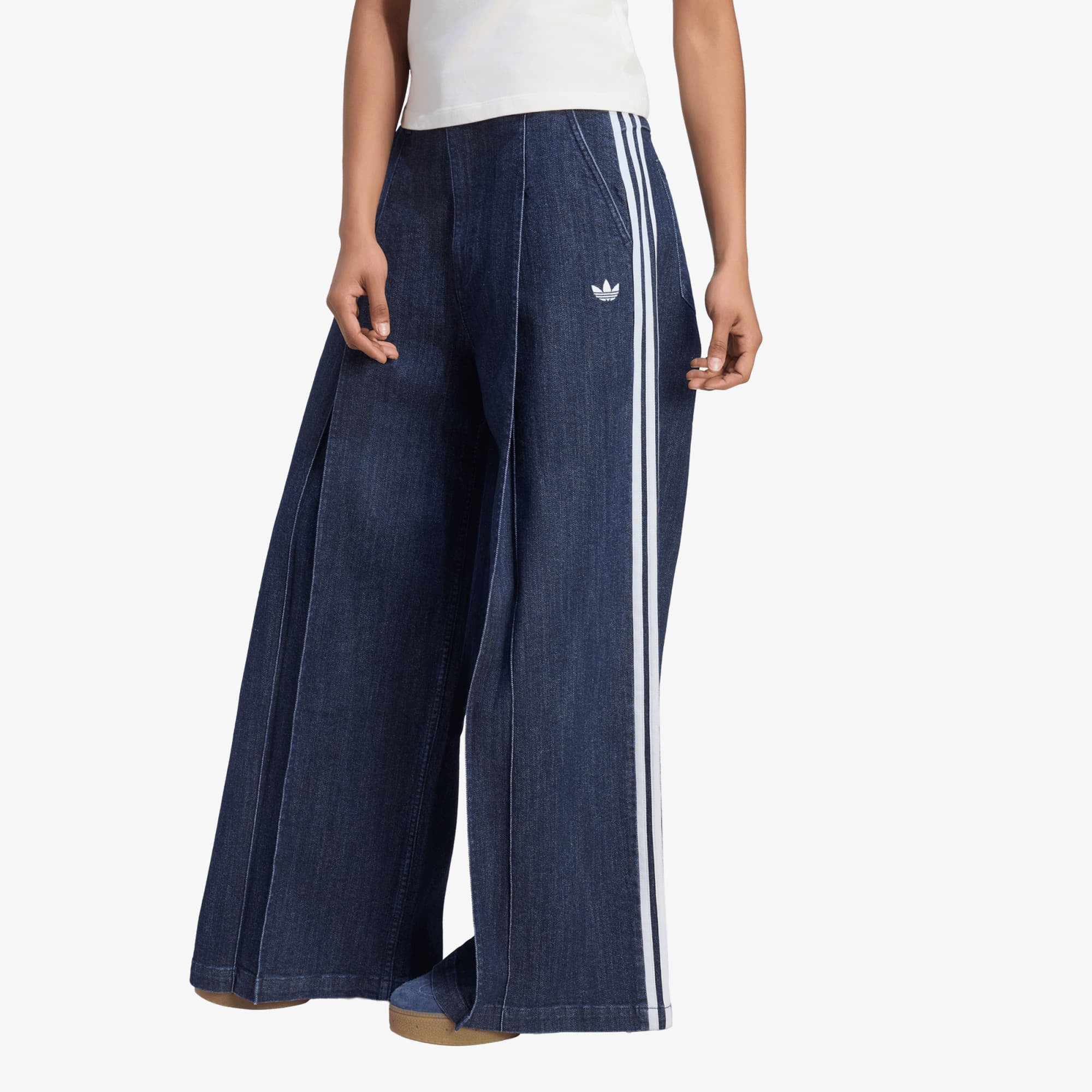 Панталони adidas Denim Pleats Wide Leg Indigo Denim 26/32