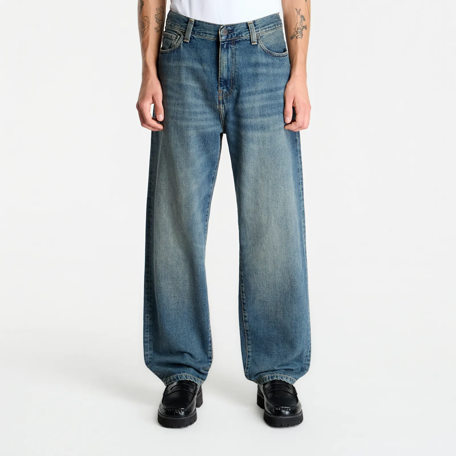 Pánské jeans  Carhartt WIP Aaron Pant Blue Worn Used Wash