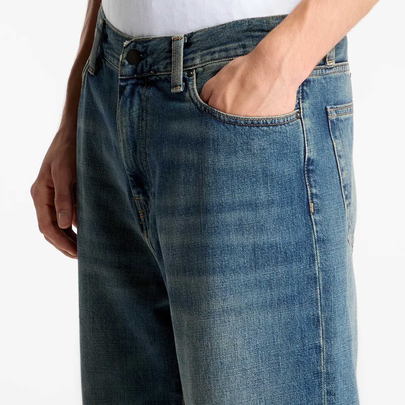 Pánské jeans  Carhartt WIP Aaron Pant Blue Worn Used Wash