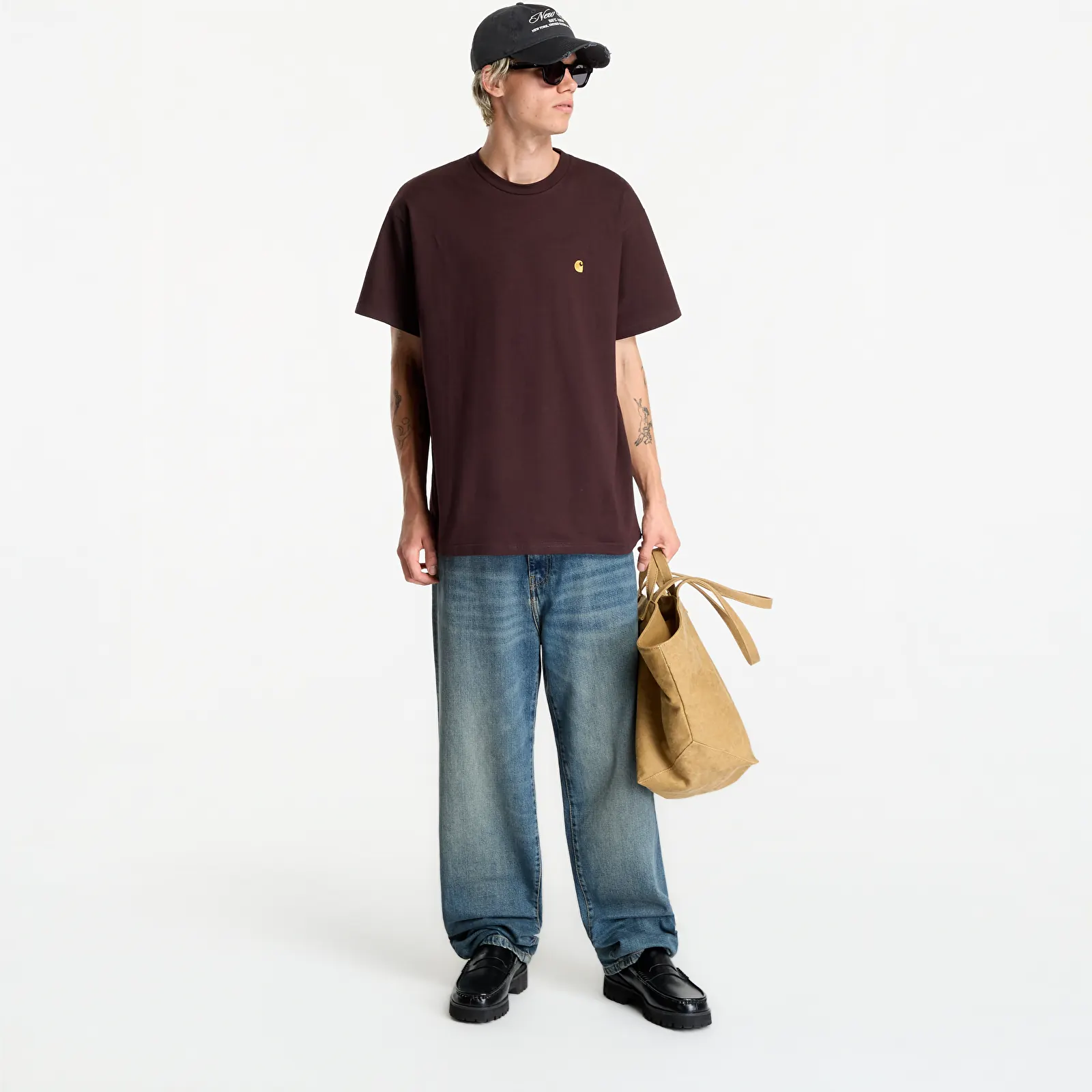 T-shirts homme Carhartt WIP S/S Chase T-Shirt UNISEX Palisander/ Gold