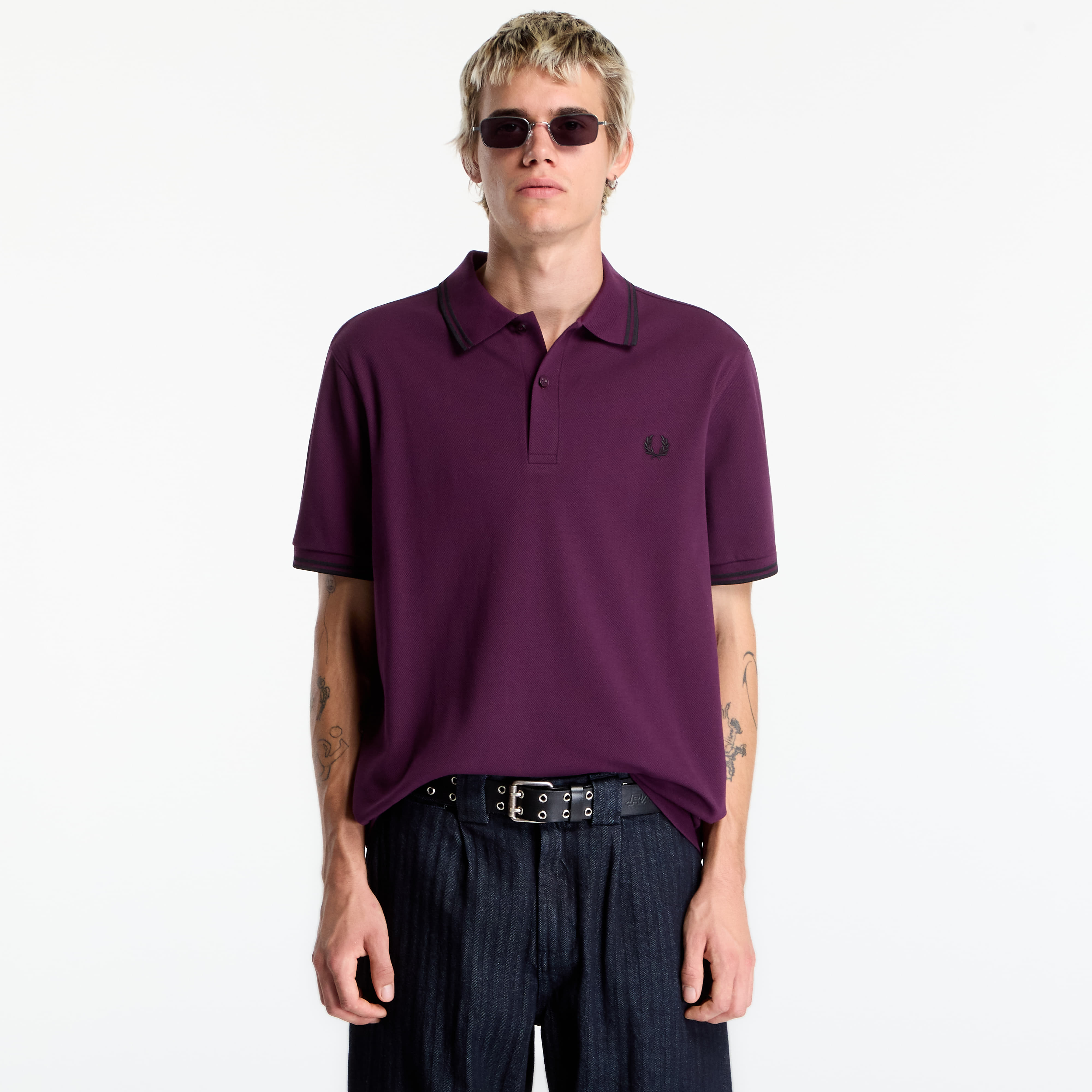Тениска FRED PERRY Twin Tipped Fred Perry Shirt Plum/Black L