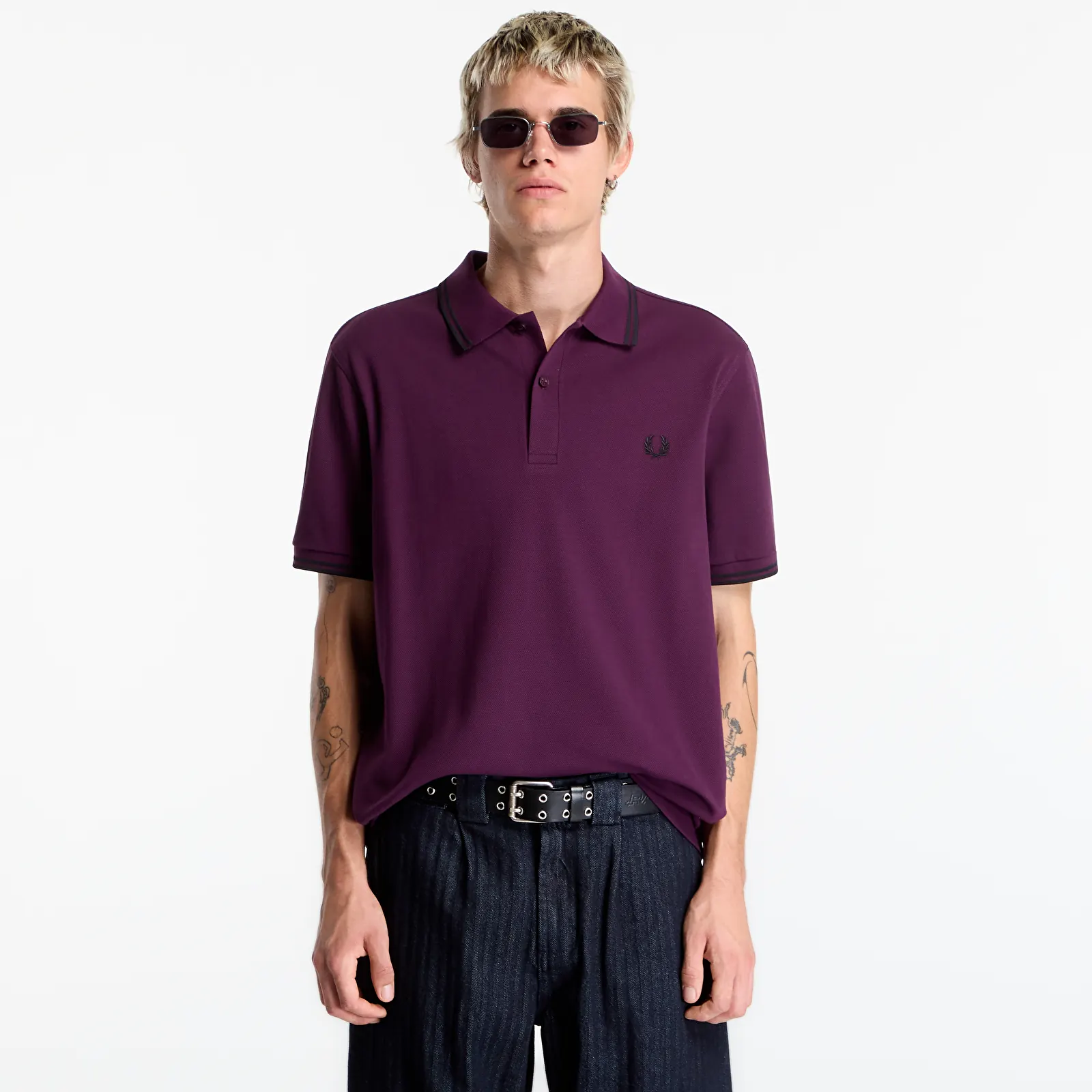T-shirts homme FRED PERRY Twin Tipped Fred Perry Shirt Plum/Black