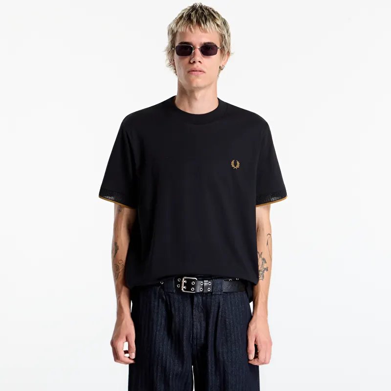 Футболка FRED PERRY Mesh Cuff Tshirt Black