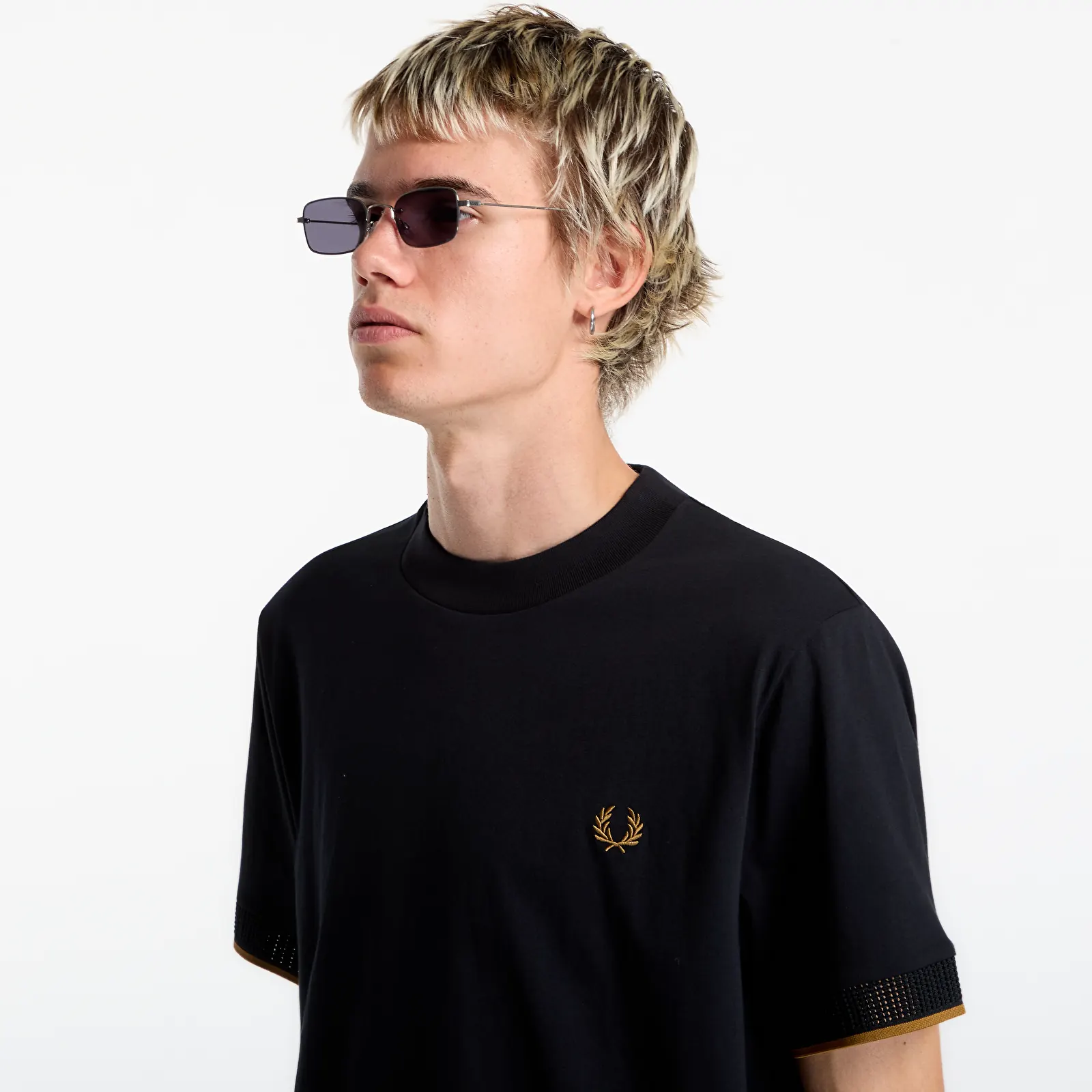 Meeste T-särgid FRED PERRY Mesh Cuff Tshirt Black