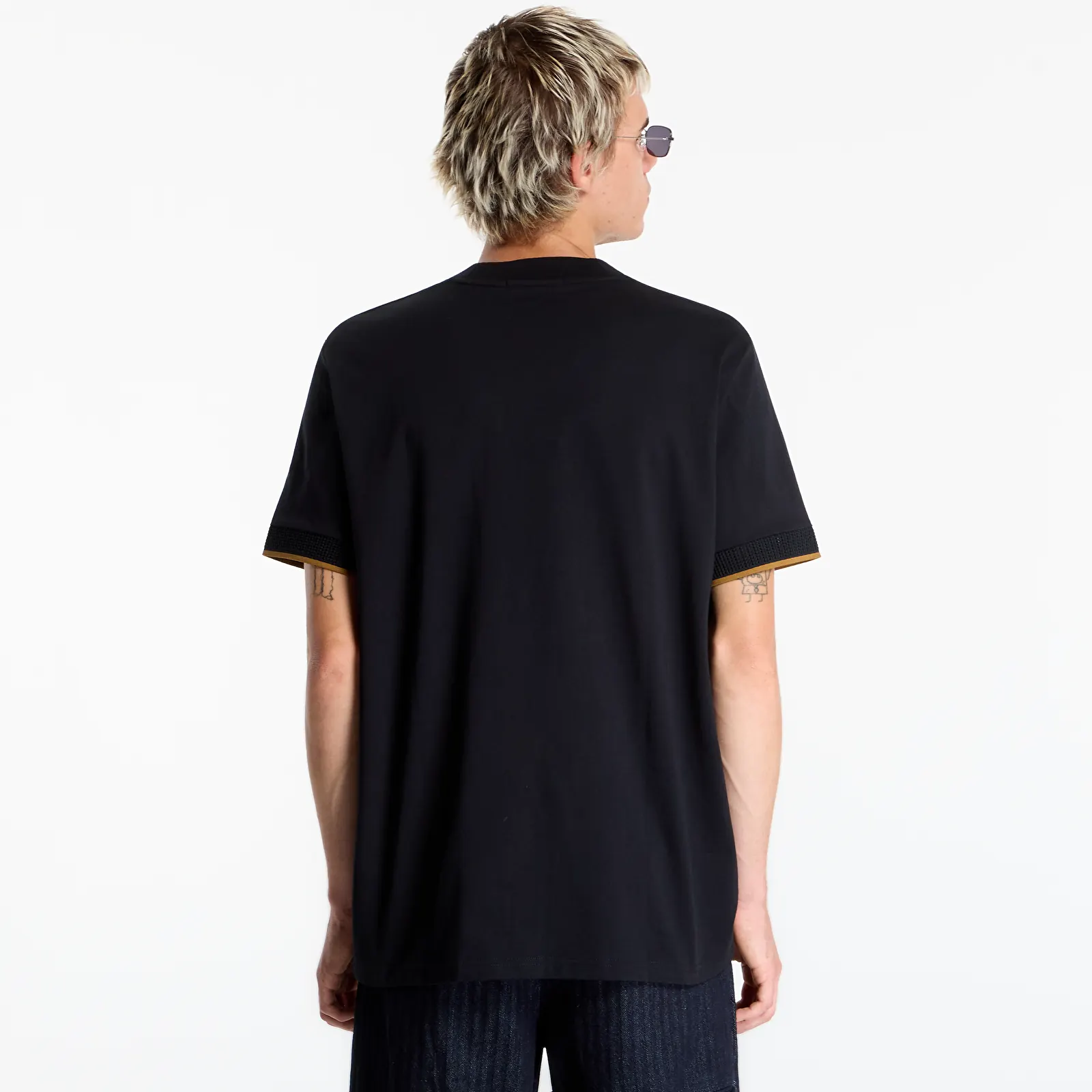 Meeste T-särgid FRED PERRY Mesh Cuff Tshirt Black