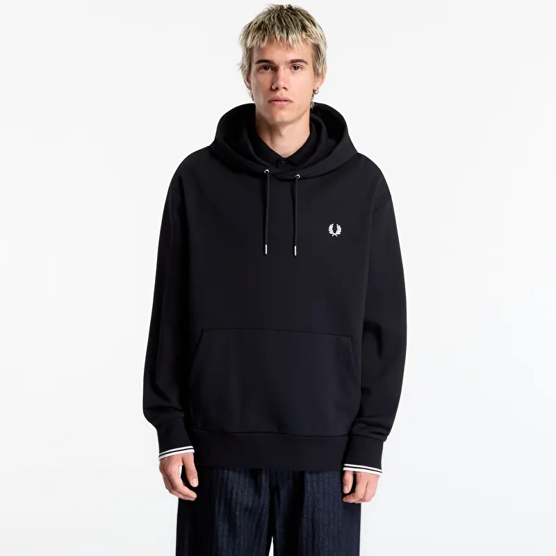 FRED PERRY Tipped Hooded Sweatshirt Black