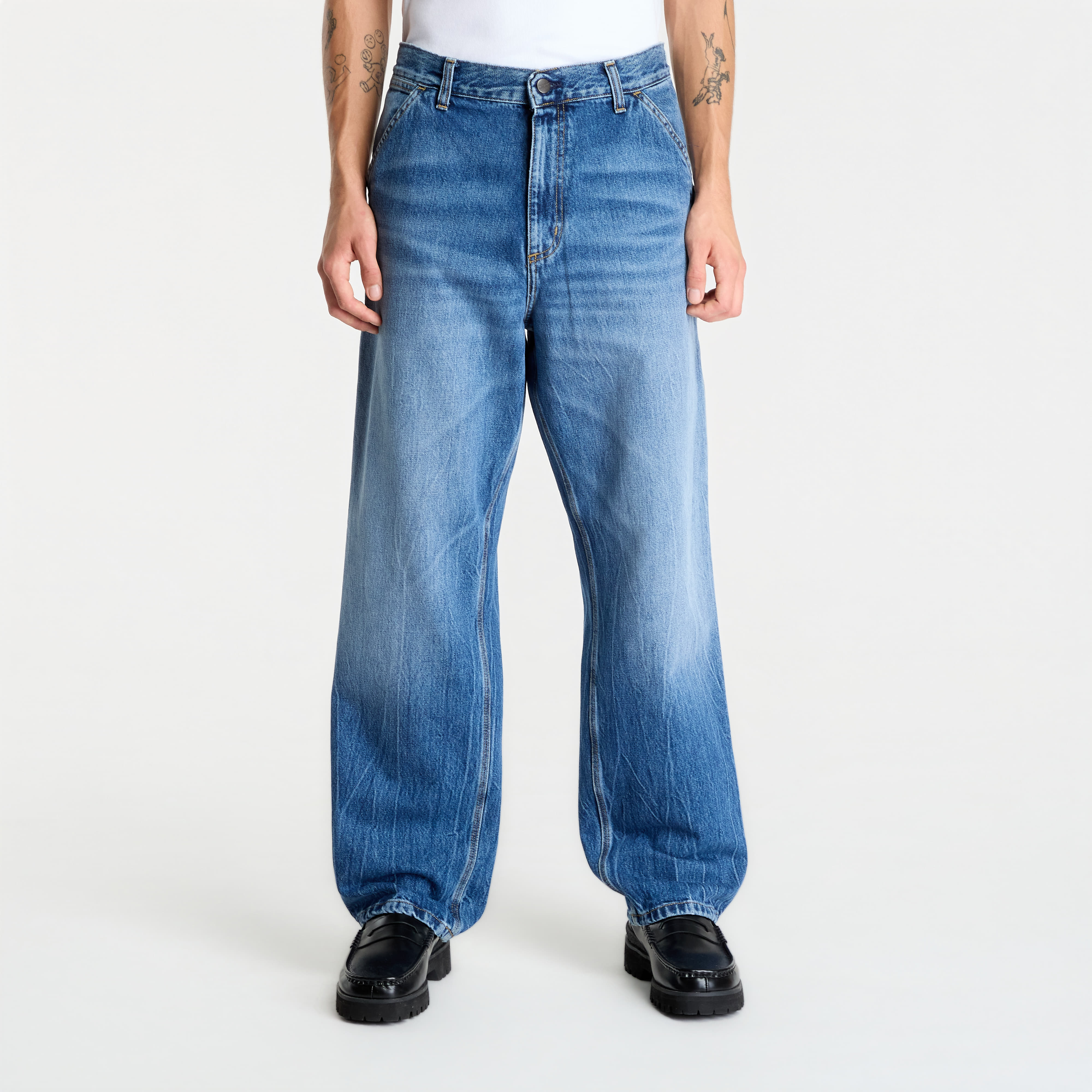 Панталони Carhartt WIP Single Knee Pant Blue Marble Used Wash 32