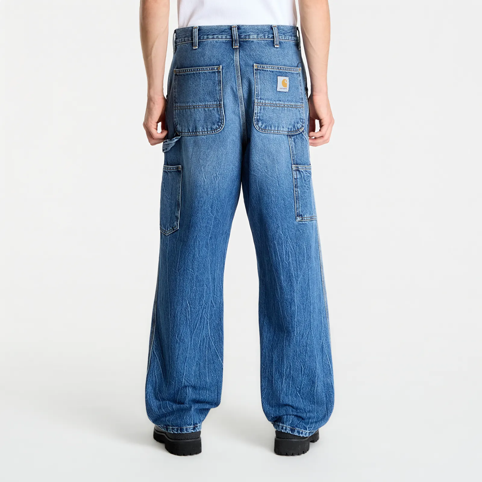 Byxor för män Carhartt WIP Single Knee Pant Blue Marble Used Wash