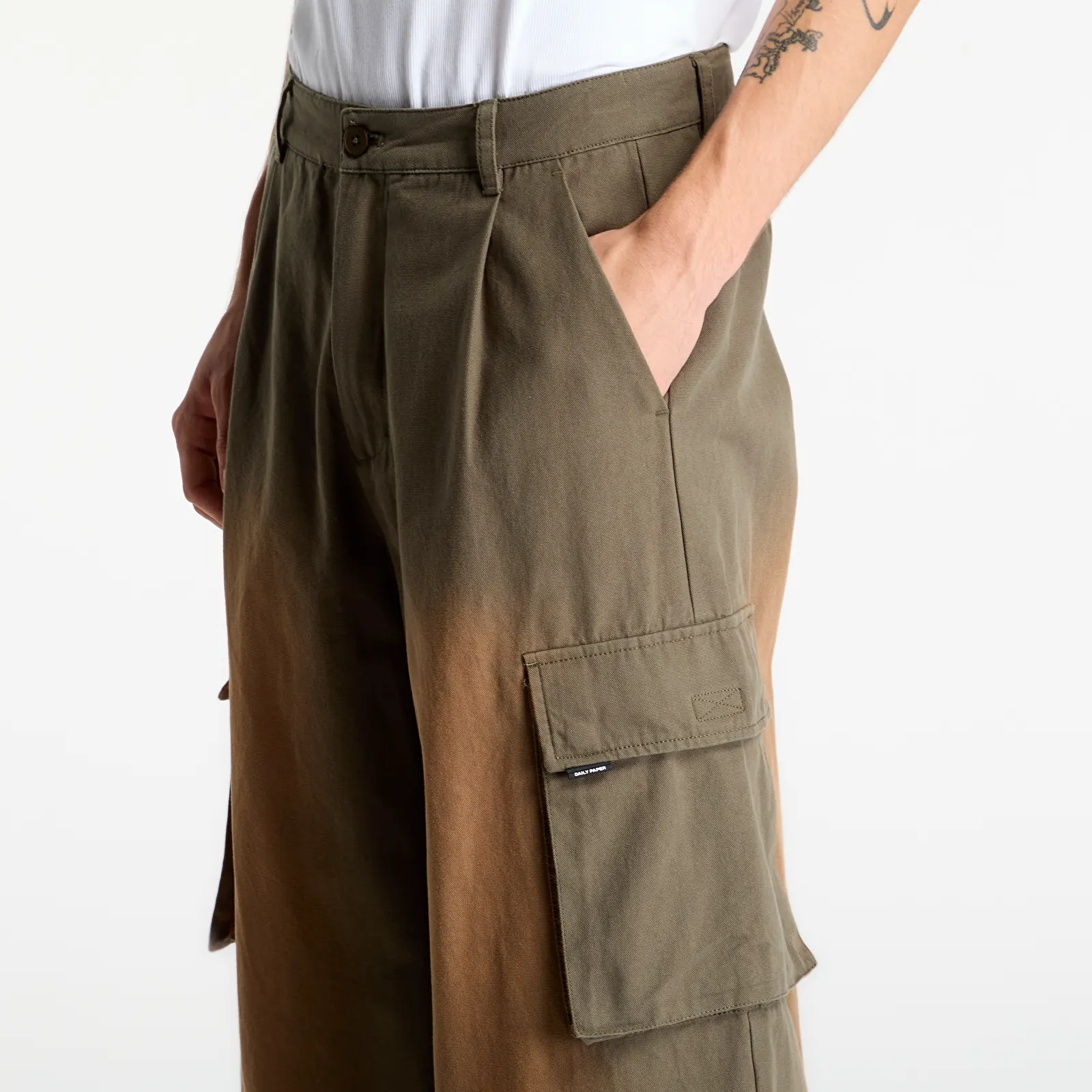 Pantaloni bărbați Daily Paper Washed Two Pocket Cargo Pants Army Green
