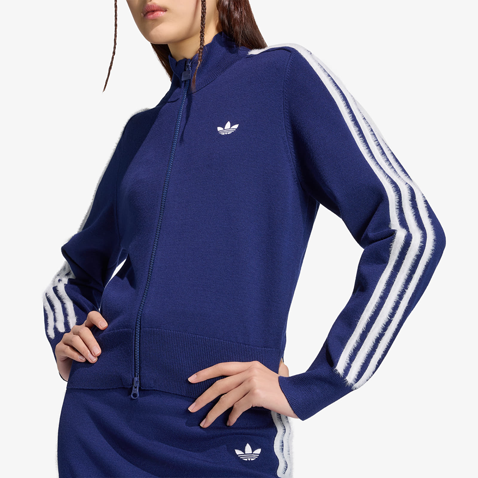 Women's jackets adidas Knitted Firebird Track Top Dark Blue/ White