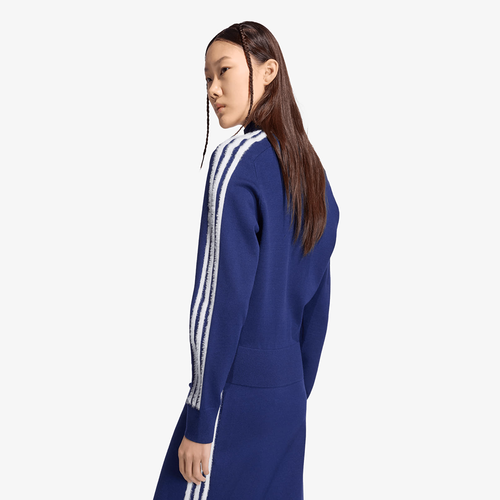 Women's jackets adidas Knitted Firebird Track Top Dark Blue/ White