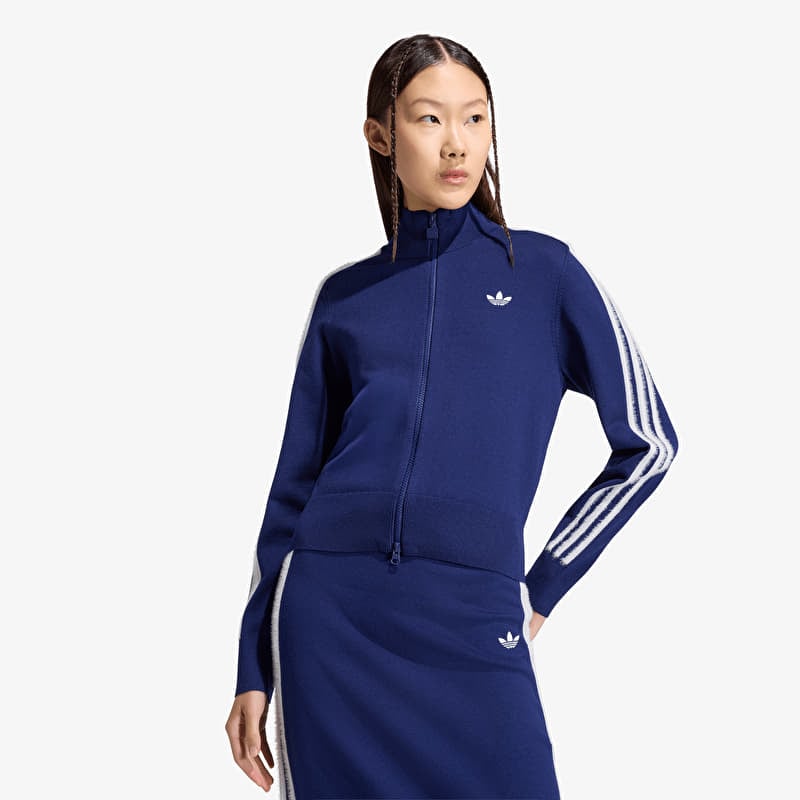 adidas Knitted Firebird Track Top Dark Blue/ White