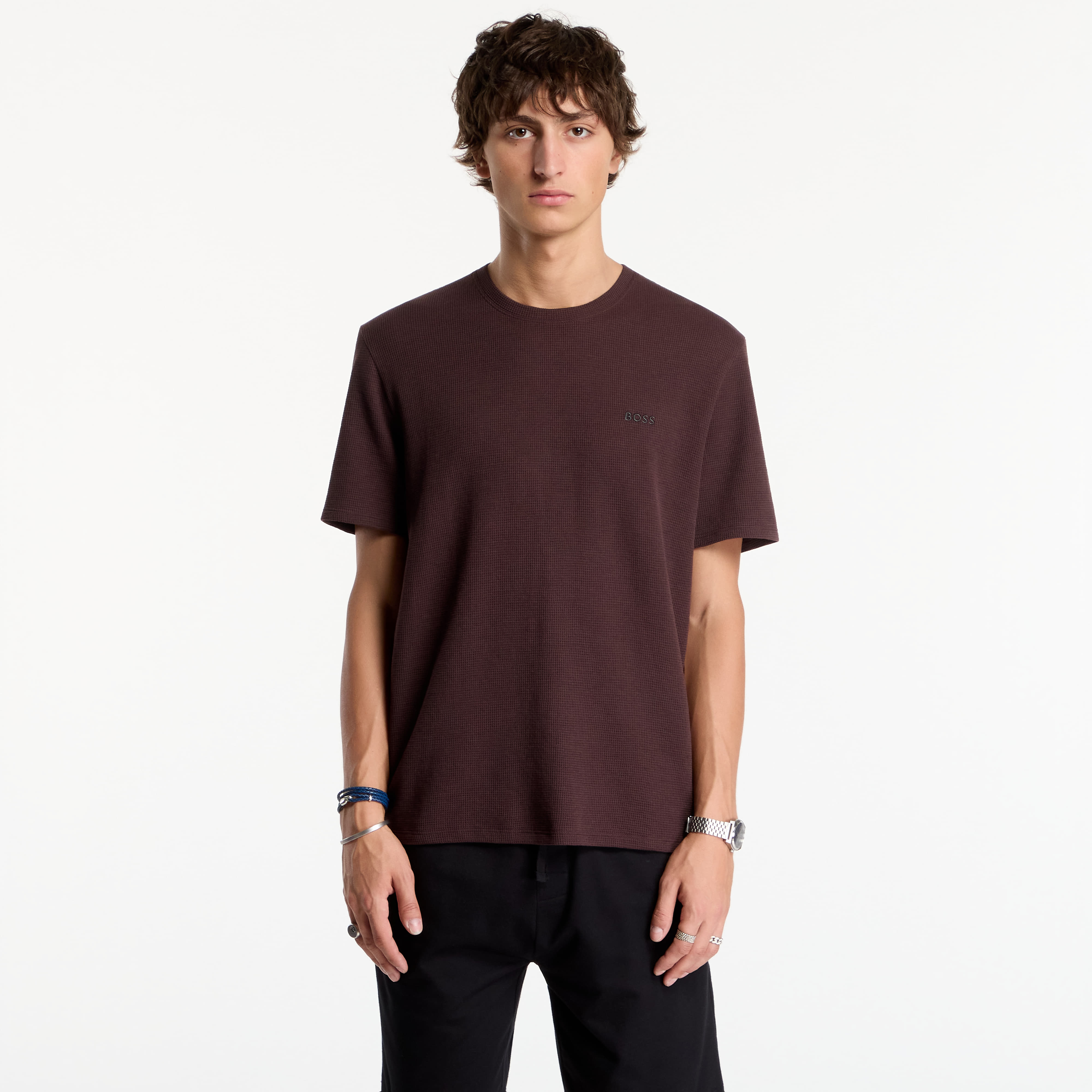 Тениска Hugo Boss Waffle T-Shirt Brown XL